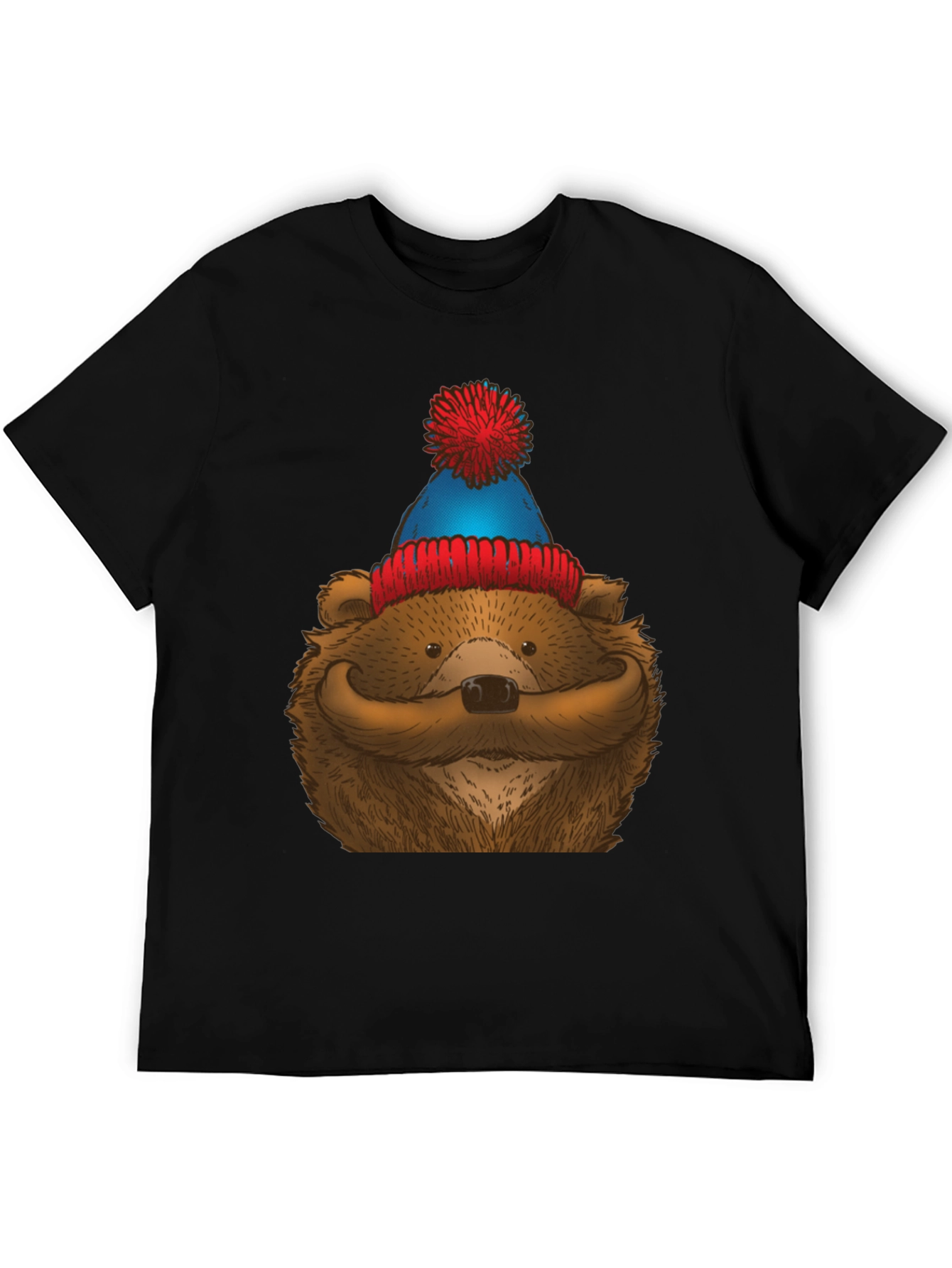Black Bear with Mustache & Beanie T-Shirt view 5