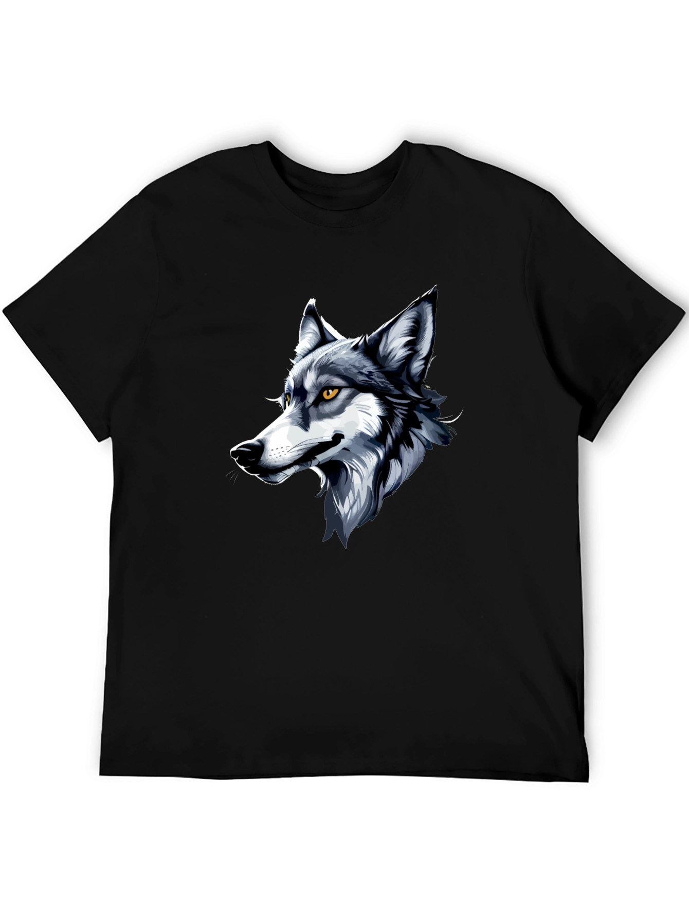 Black Cool Wolf Graphic Tee - Black Cotton Shirt view 5