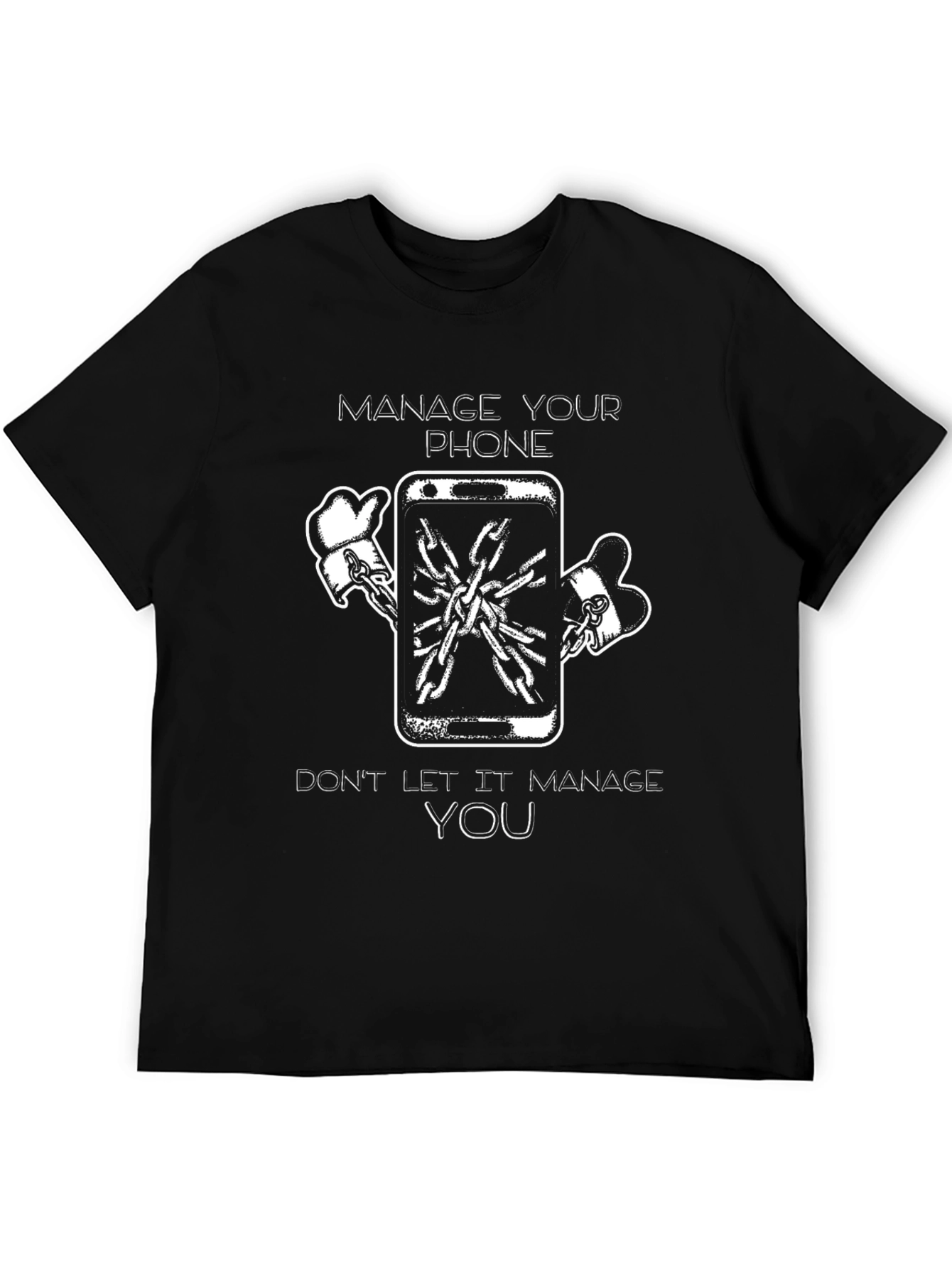 Black Manage Your Phone Black Graphic T-Shirt view 5