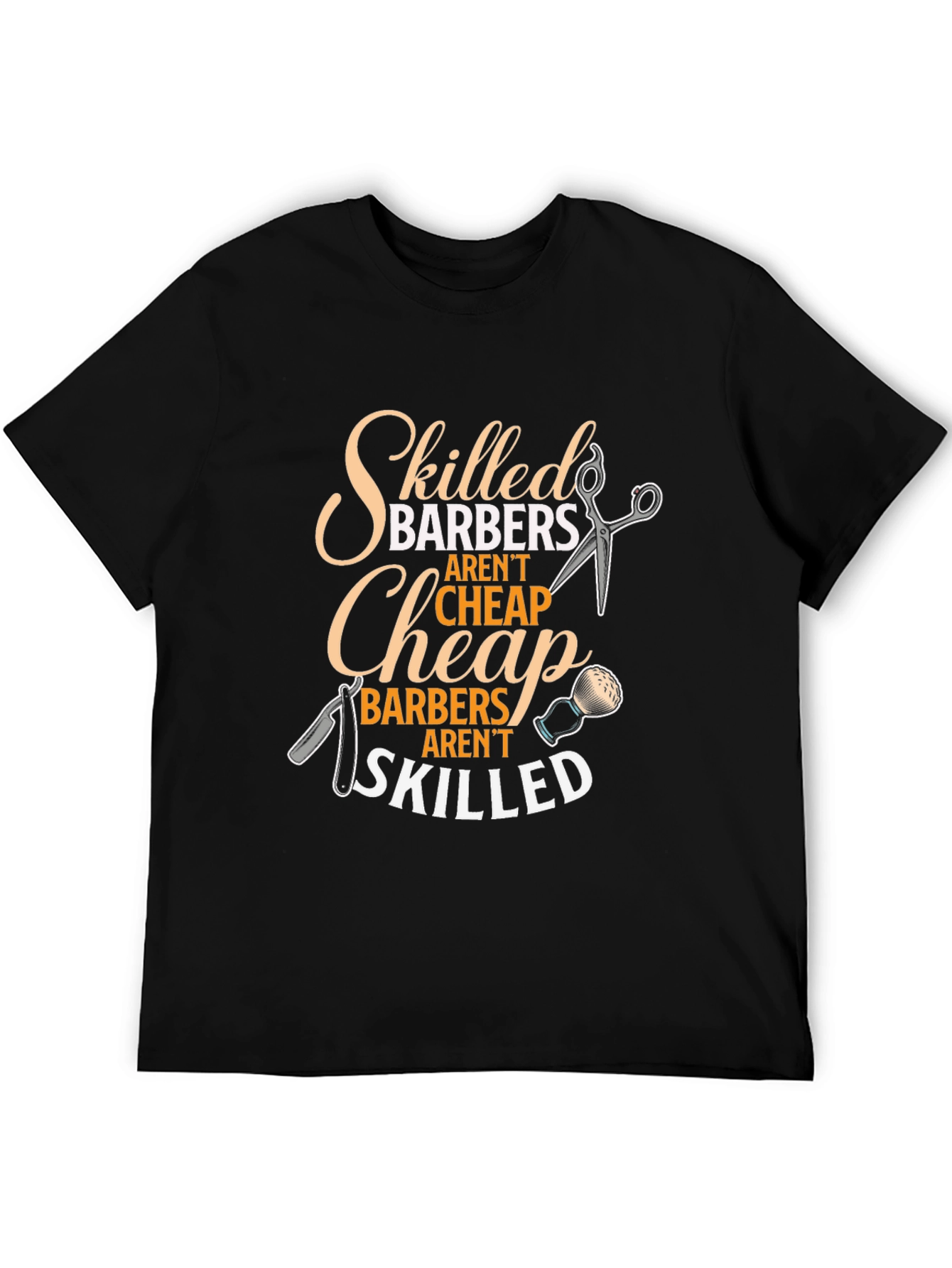 Black Skilled Barbers Graphic Tee - Black Crew Neck T-Shirt view 5