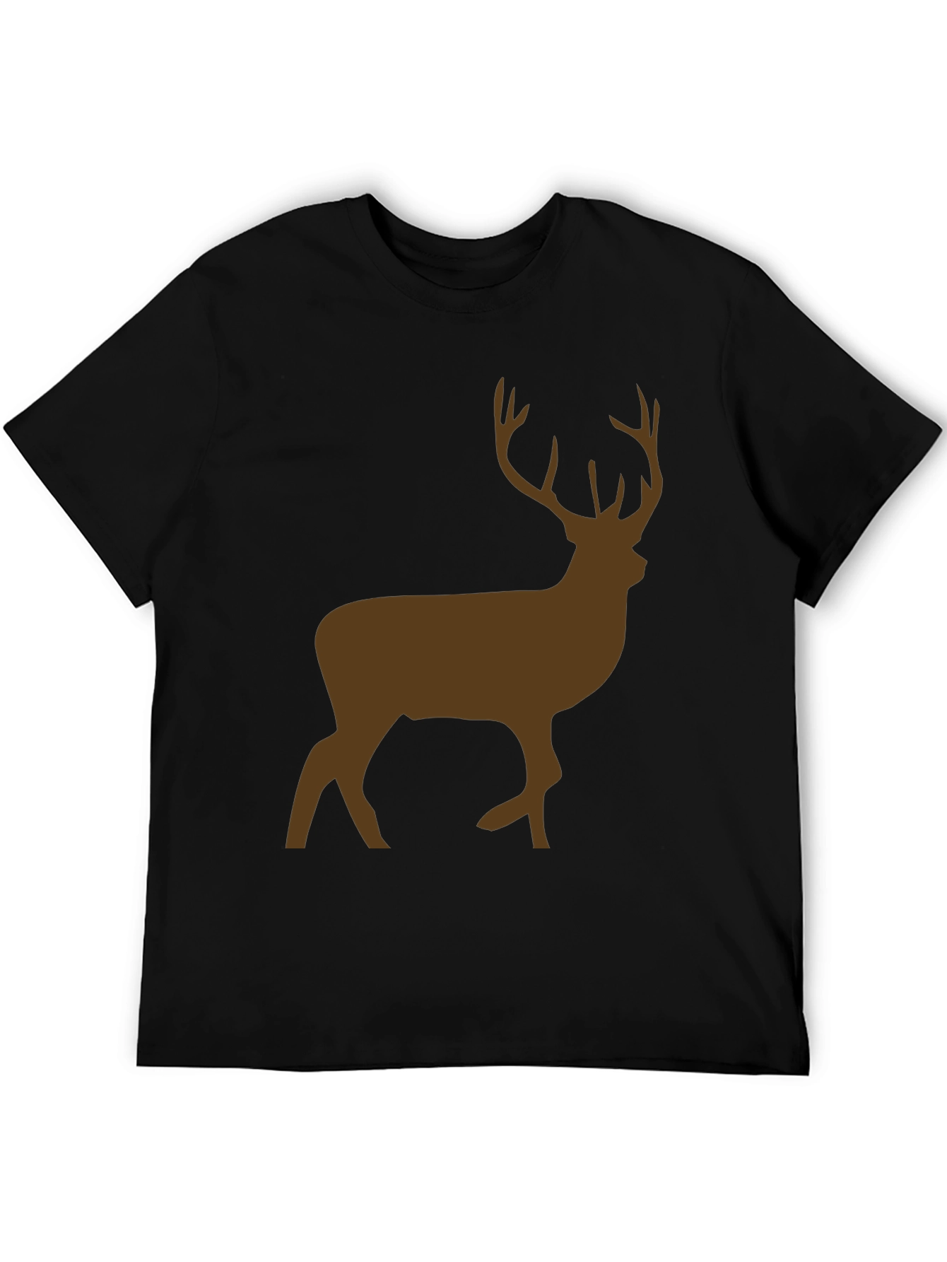 Black Men's Black T-Shirt with Brown Deer Graphic view 5