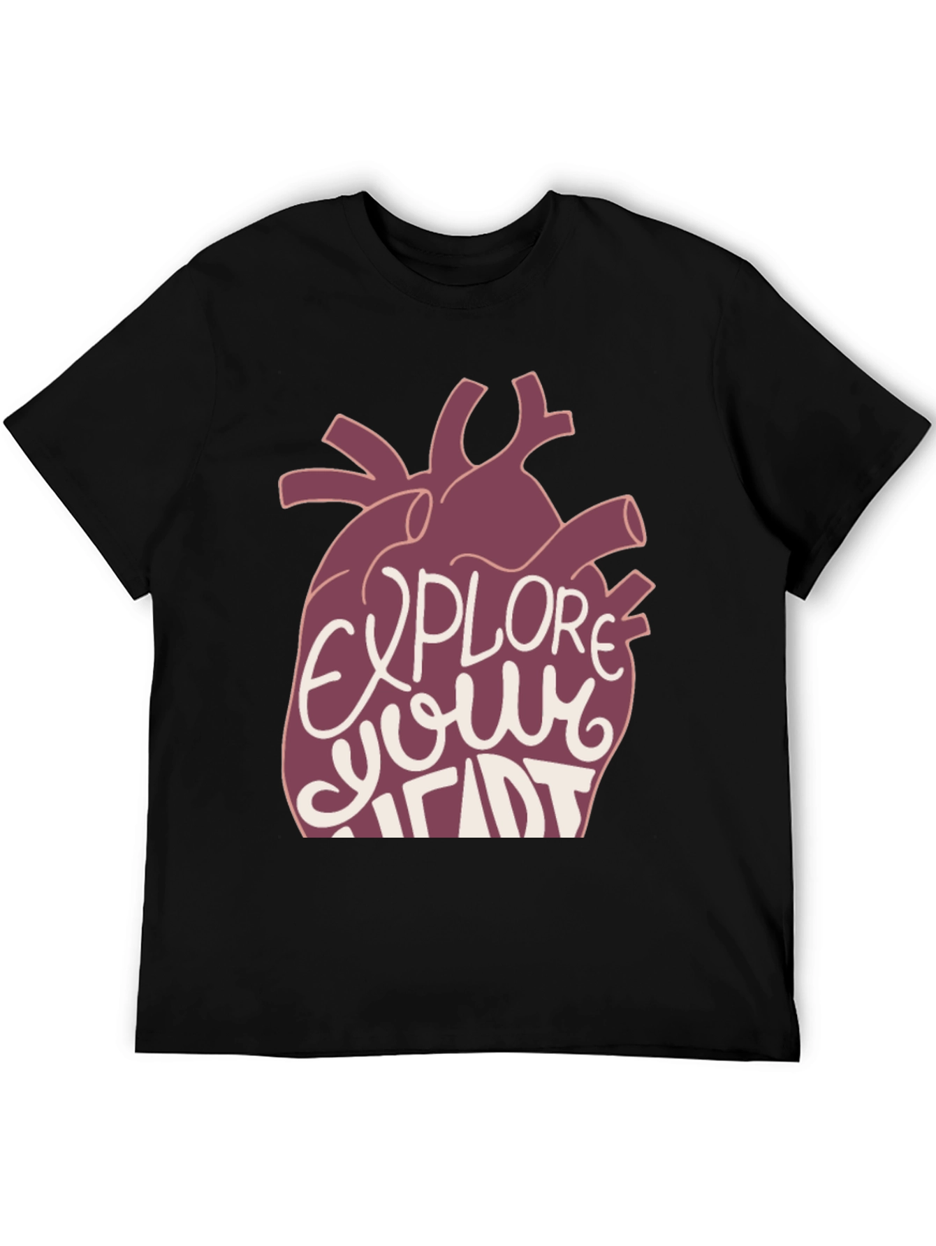 Black Explore Your Heart Graphic Tee - Black view 5