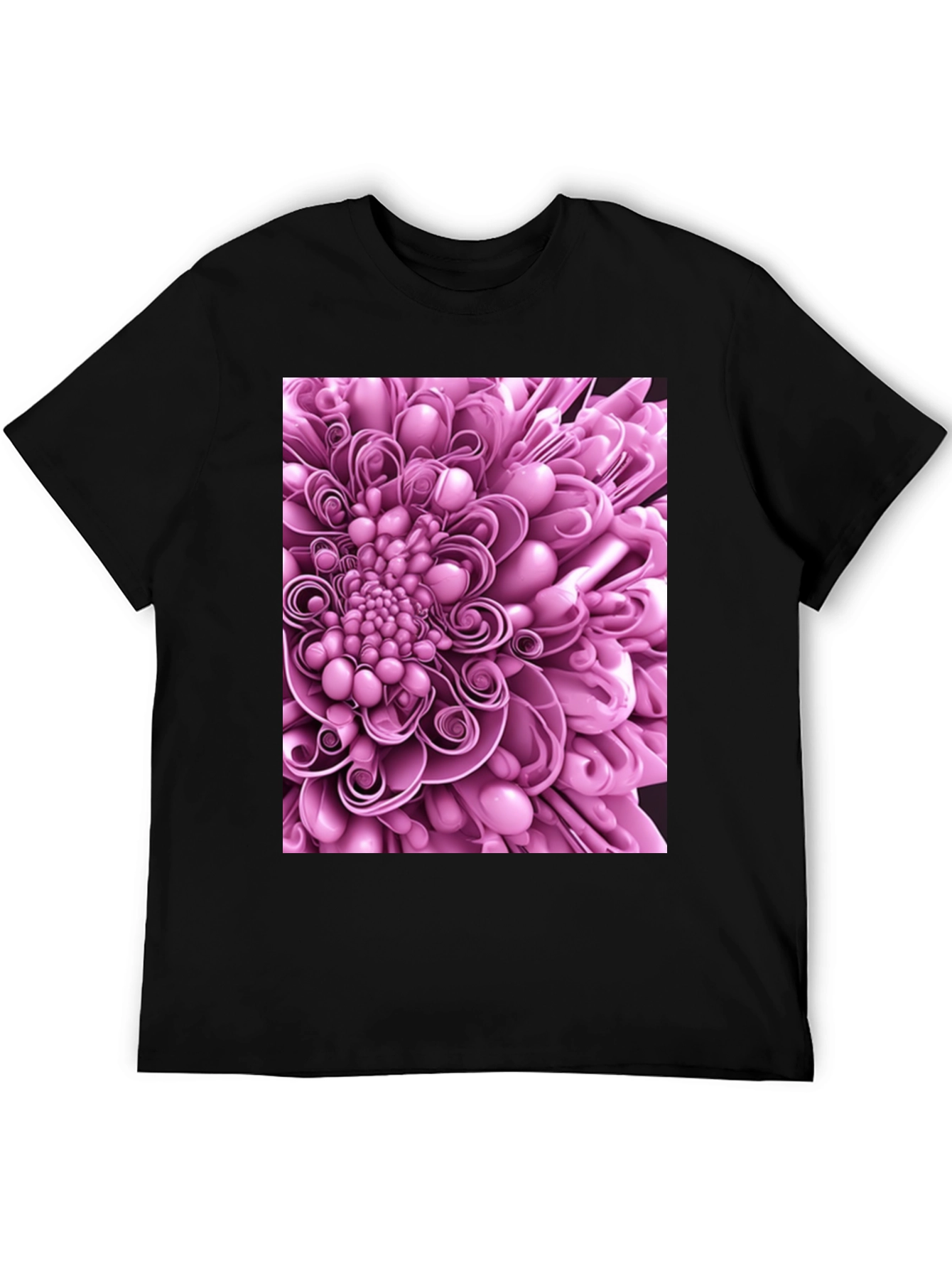 Black Abstract Flower Graphic Print Black T-Shirt view 5