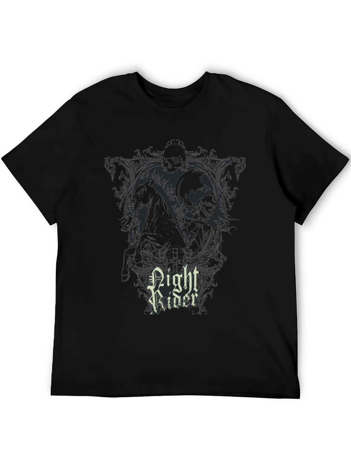 Black Night Rider Graphic Print Black T-Shirt view 5