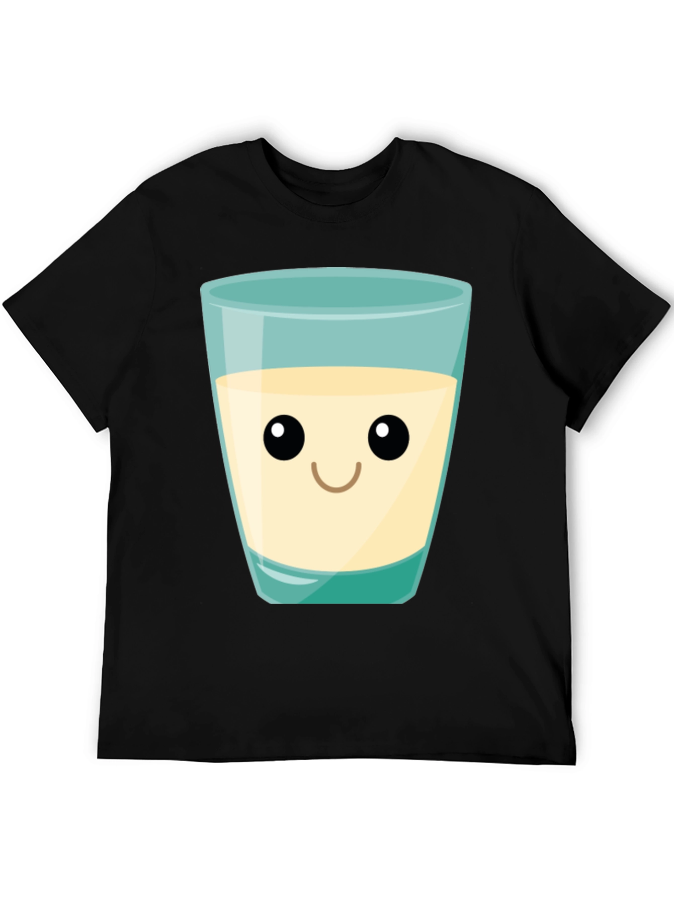 Black Cute Milk Glass Graphic Tee - Black Cotton T-Shirt view 5