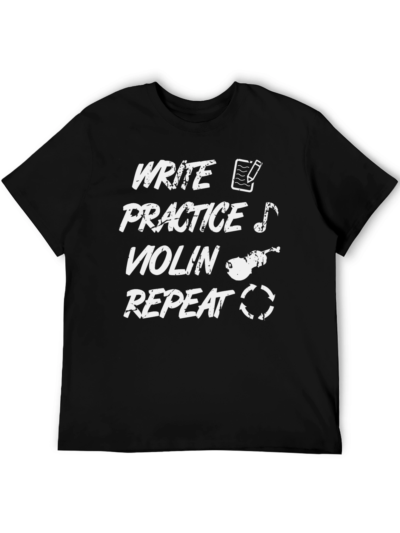 Black Write Practice Violin Repeat T-Shirt view 5