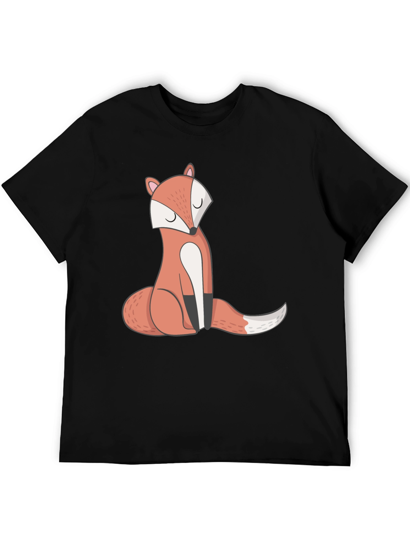 Black Cool Fox Graphic Tee - Unisex Black T-Shirt view 5