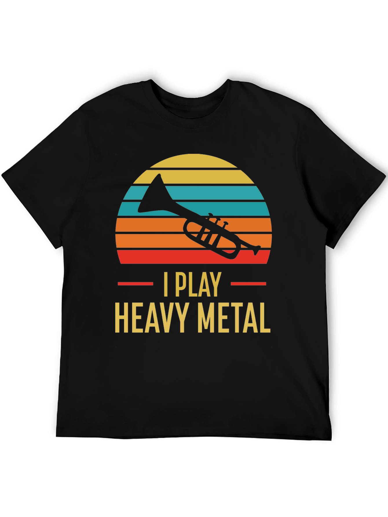 Black I Play Heavy Metal Trumpet Graphic Tee view 5