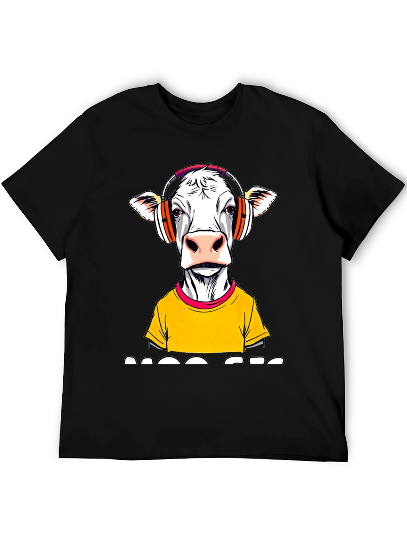 Black DJ Cow Graphic Tee - Black Cotton Blend view 5