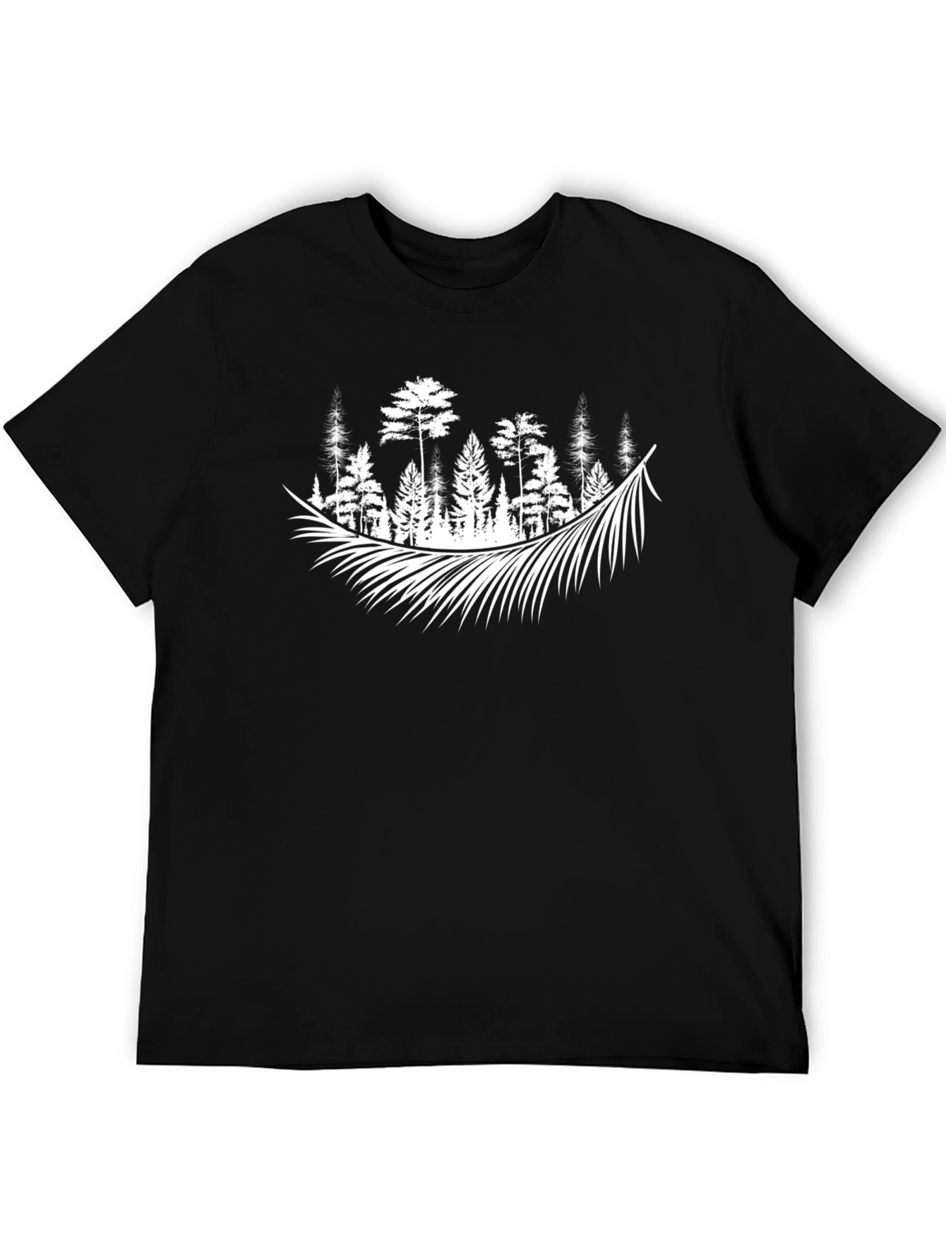 Black Forest Feather Graphic Tee - Nature Inspired Style view 5