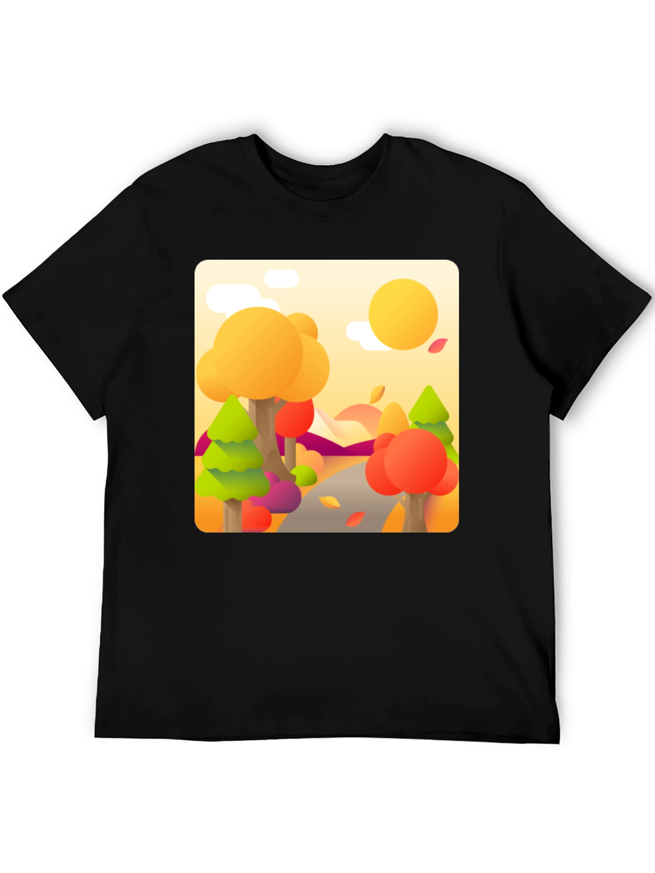 Black Fall Landscape Graphic Tee - Black view 5