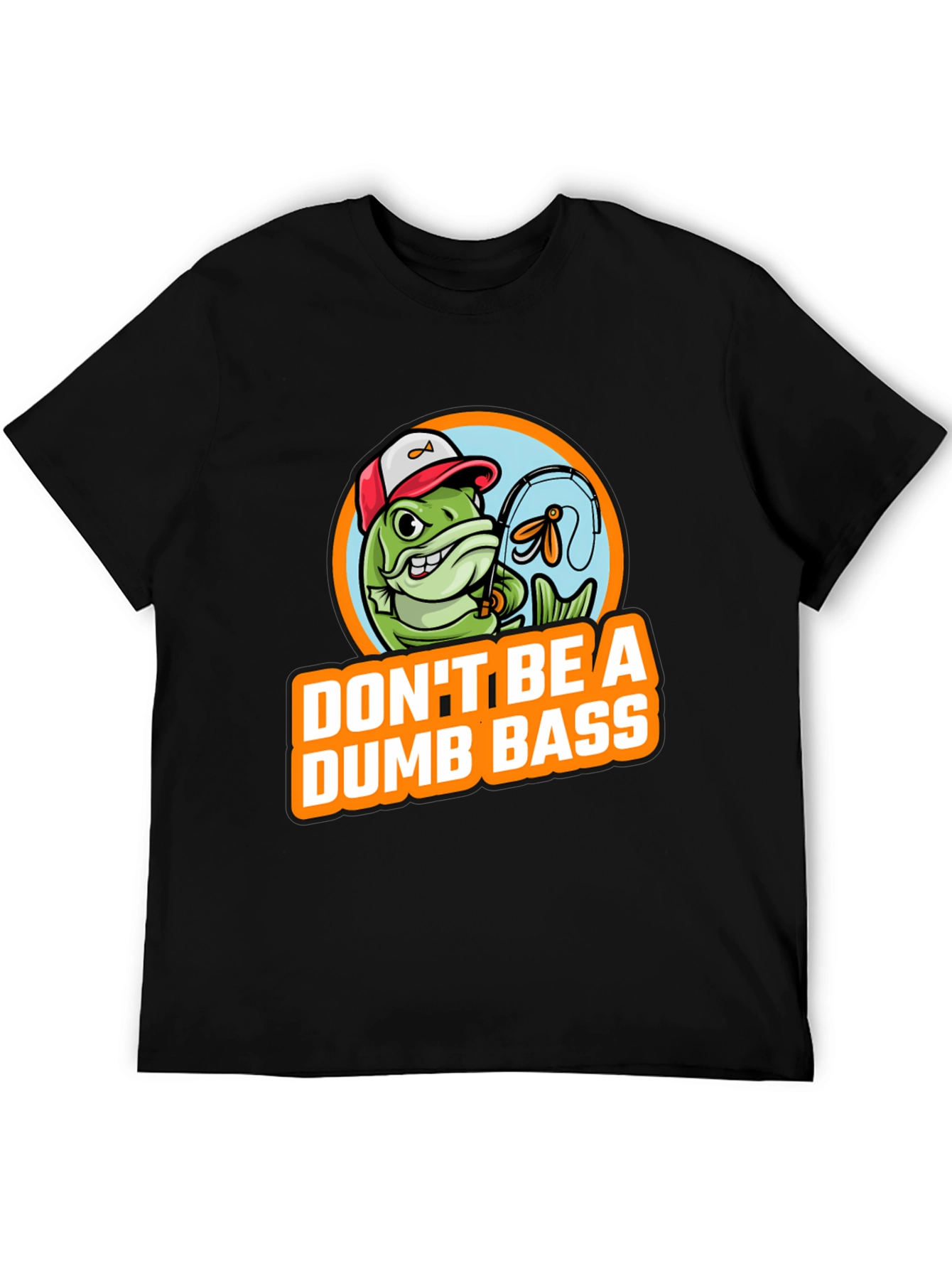 Black Don't Be A Dumb Bass Fishing Graphic T-Shirt view 5