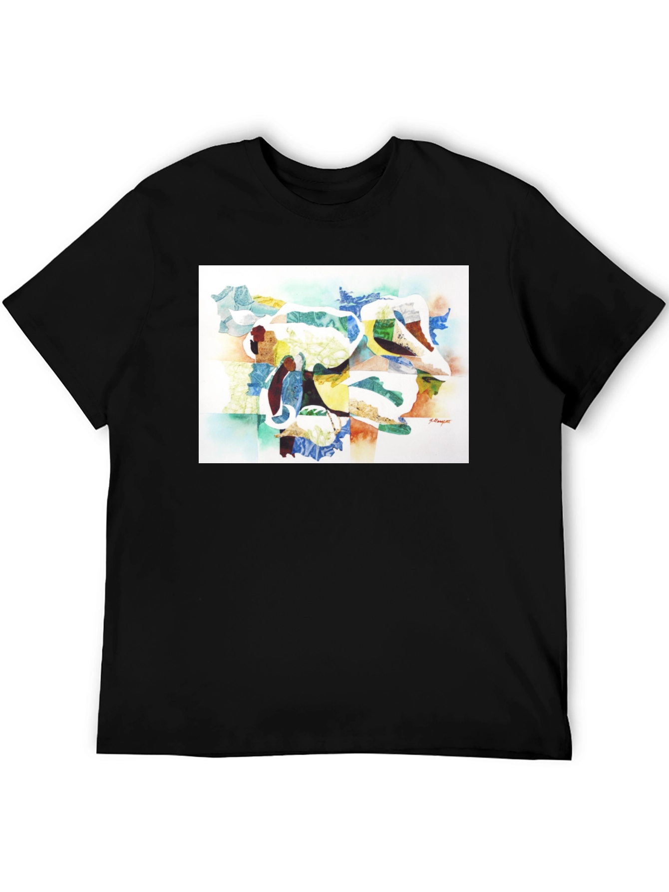 Black Abstract Art Graphic Tee - Modern Casual Wear view 5