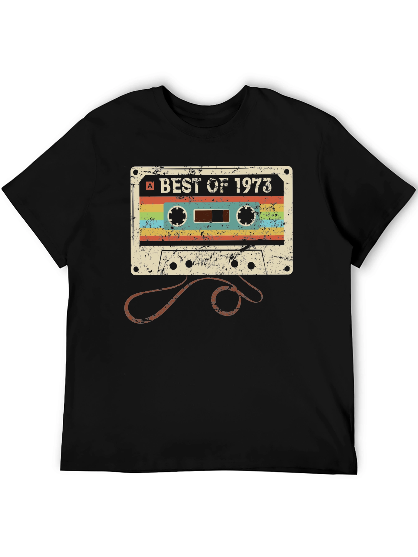 Black Retro Cassette Tape Best of 1973 Graphic Tee view 5