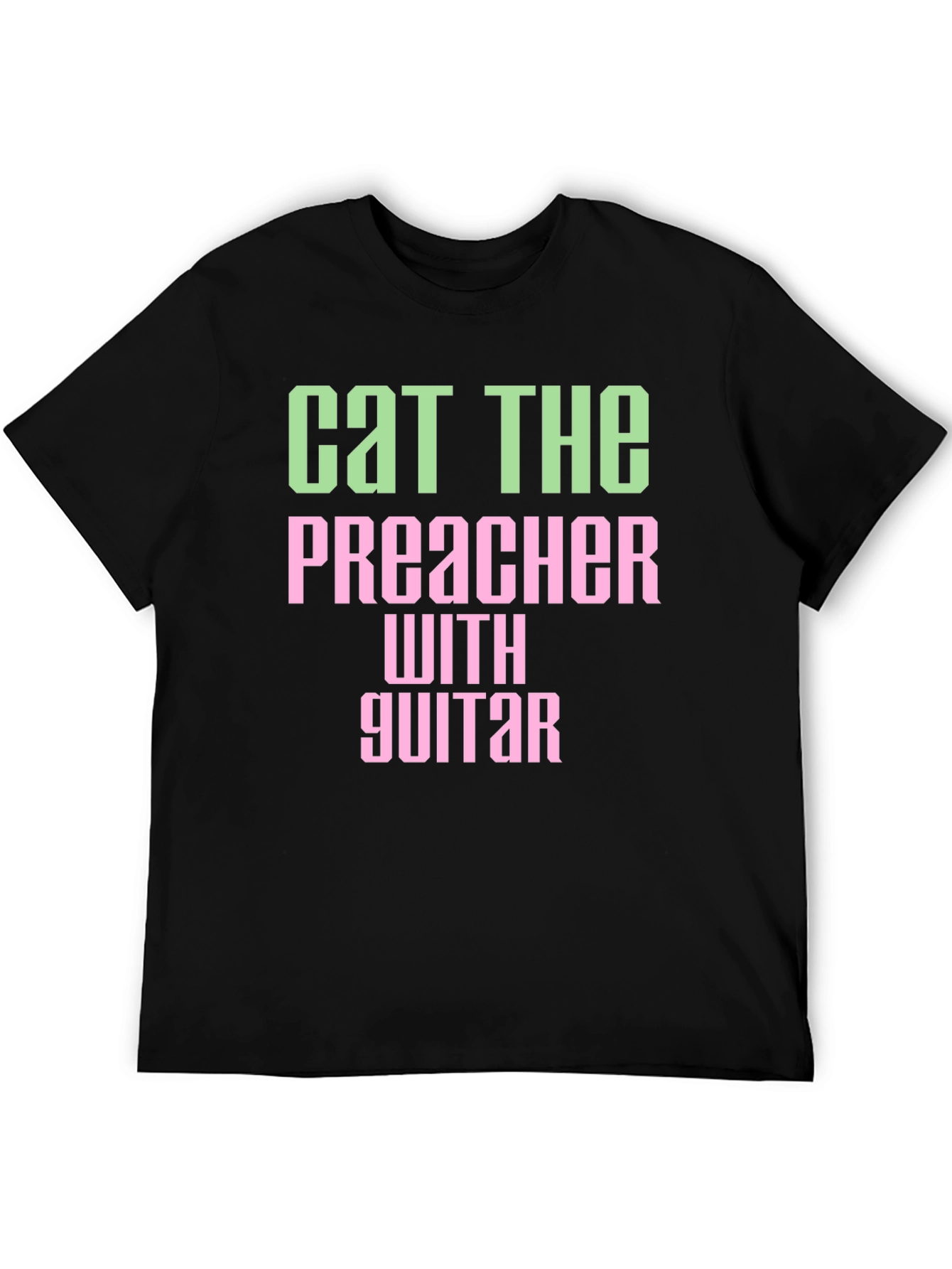 Black Cat The Preacher with Guitar Graphic T-Shirt view 5