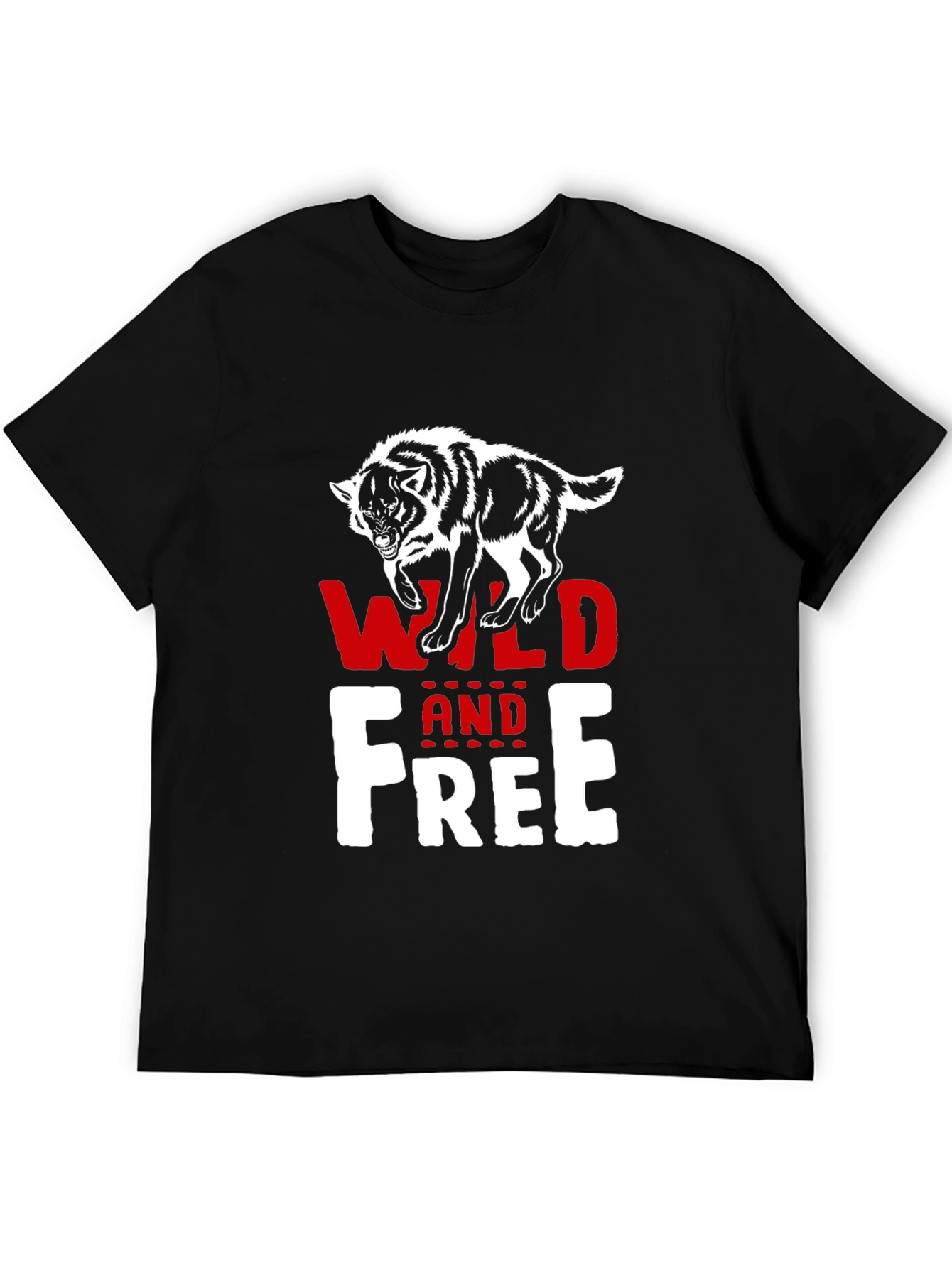 Black Wild and Free Wolf Graphic T-Shirt view 5