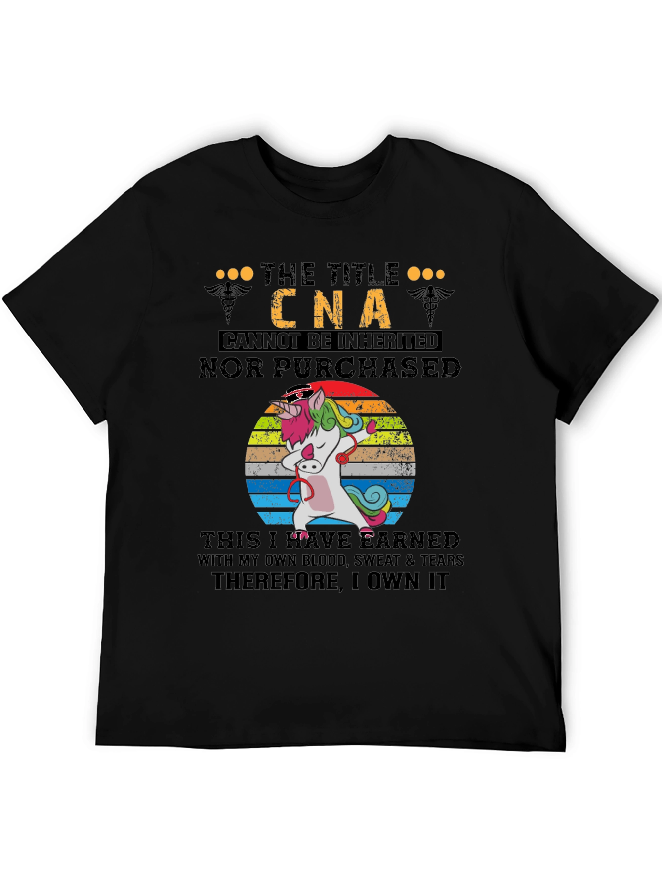 Black CNA Unicorn T-Shirt - Earned, Not Inherited view 5