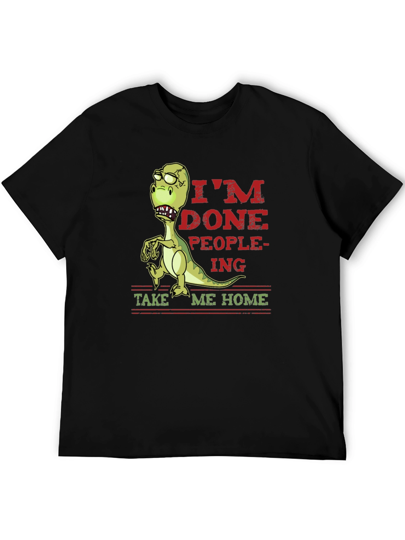 Black I'm Done People-ing Dinosaur Graphic Tee view 5