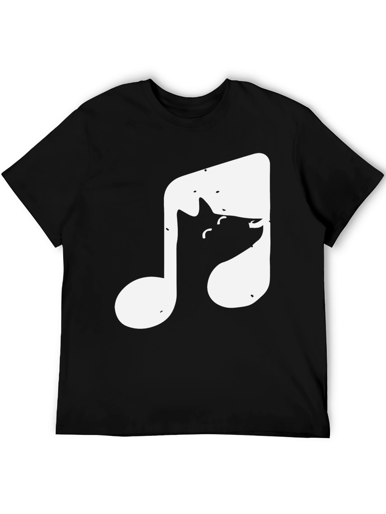 Black Music Note Cat T-Shirt - Black view 5