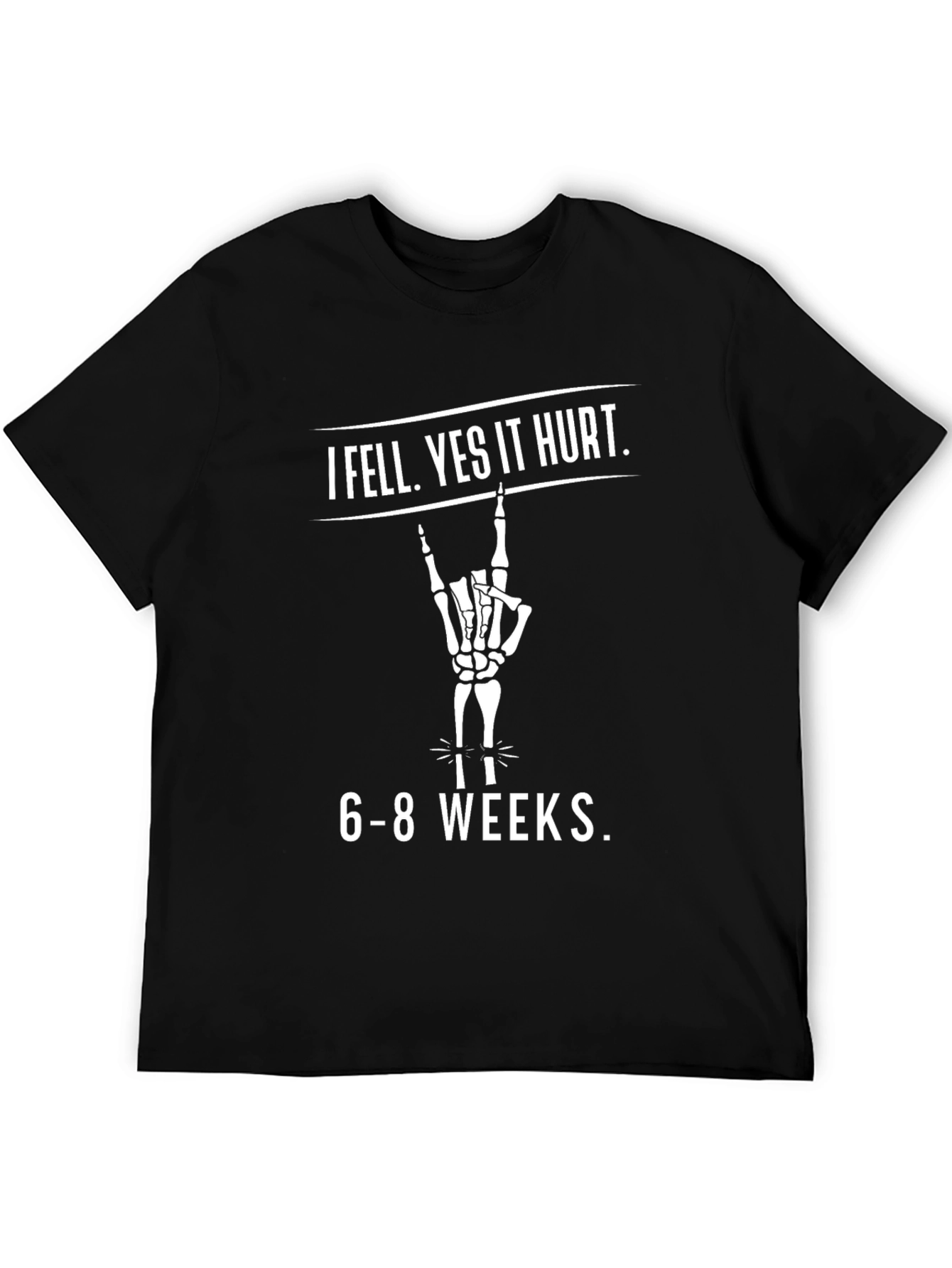 Black I Fell Yes It Hurt Skeleton Hand T-Shirt view 5