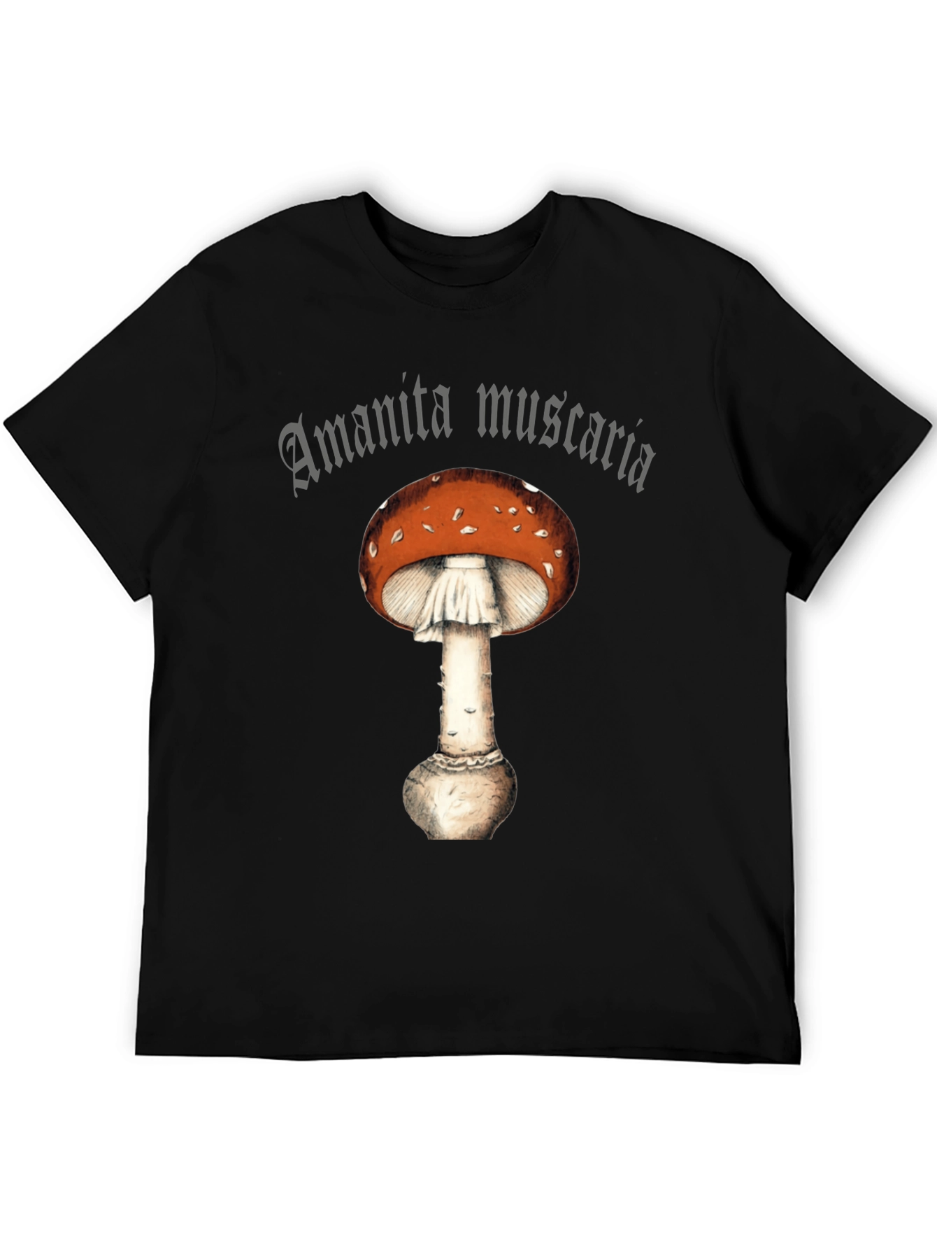 Black Amanita Muscaria Graphic Tee -  Fly Agaric Mushroom Shirt view 5