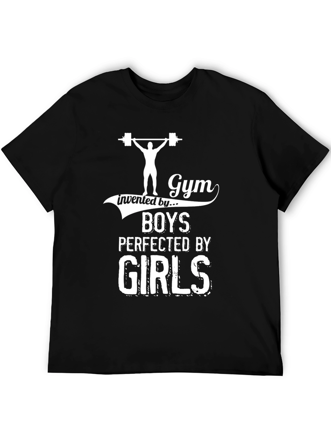 Black Gym Invented By Boys Perfected By Girls Graphic Tee view 5