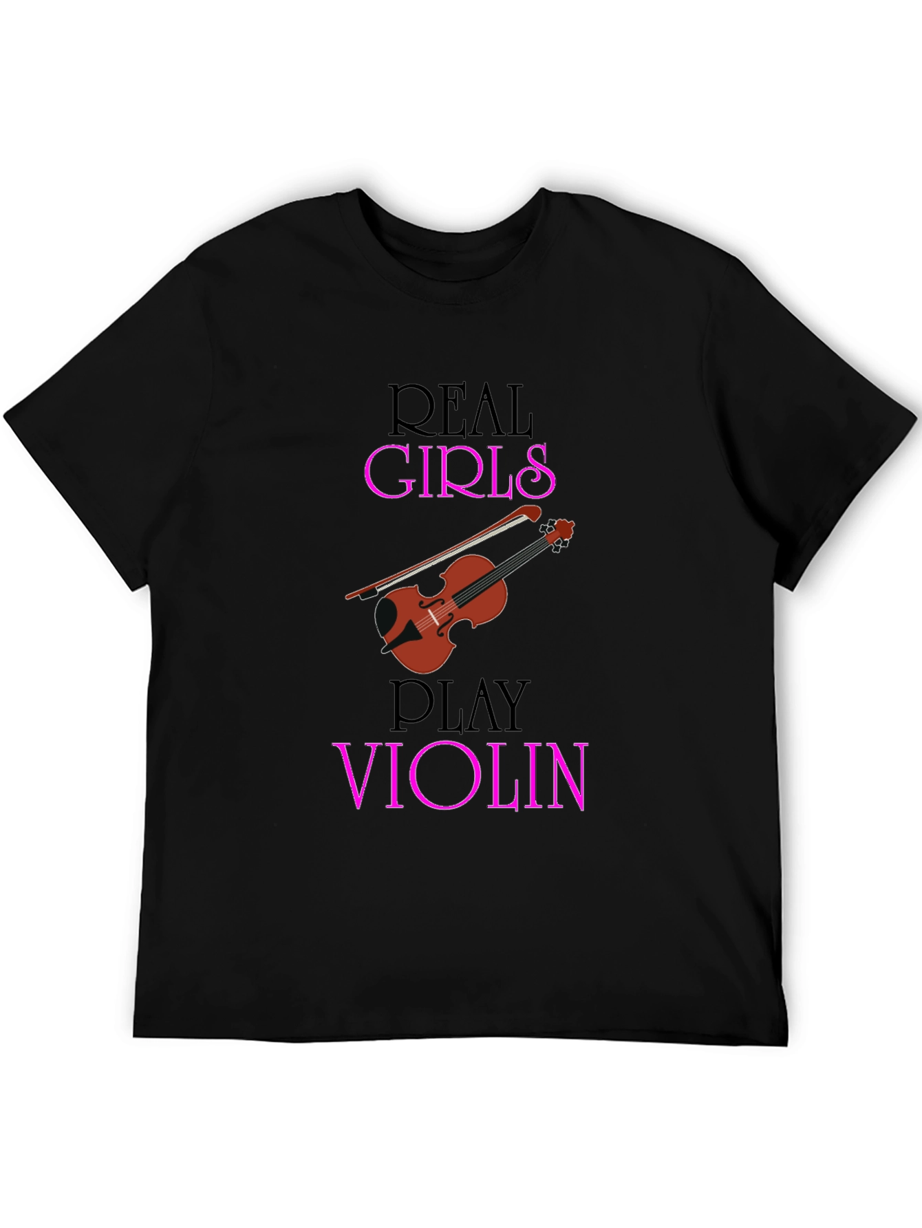 Black Real Girls Play Violin T-Shirt - Music Lover Tee view 5