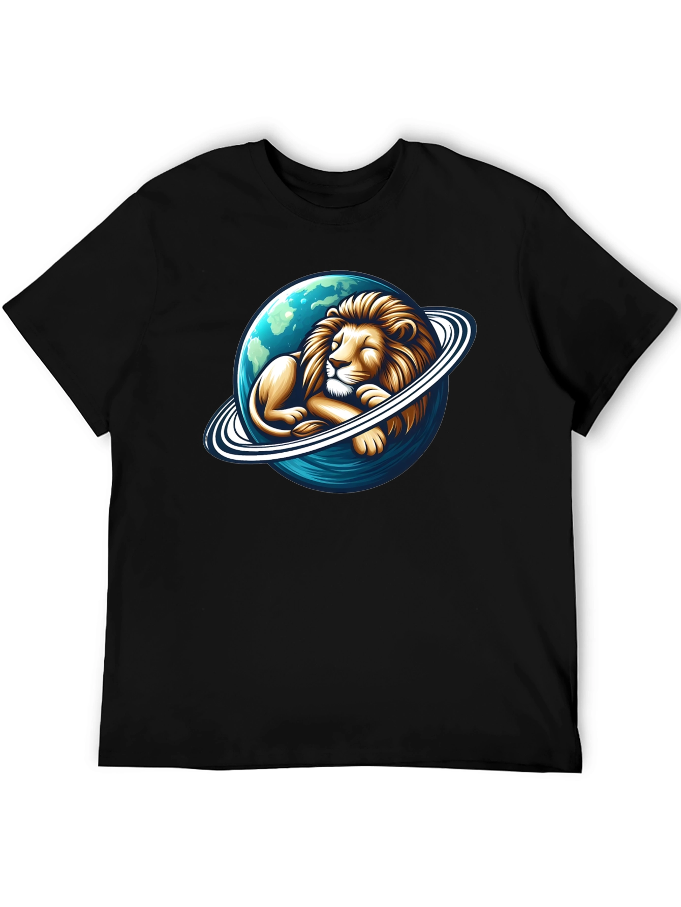 Black Lion Planet Graphic Tee - Men's Black T-Shirt view 5