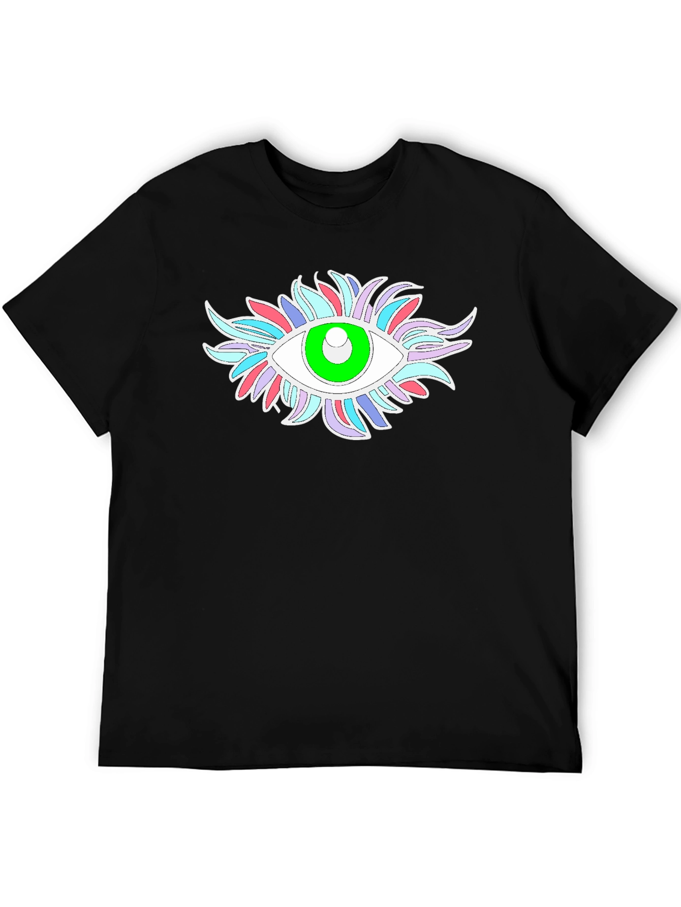 Black Eye-Catching Graphic Tee - Black Cotton Blend view 5