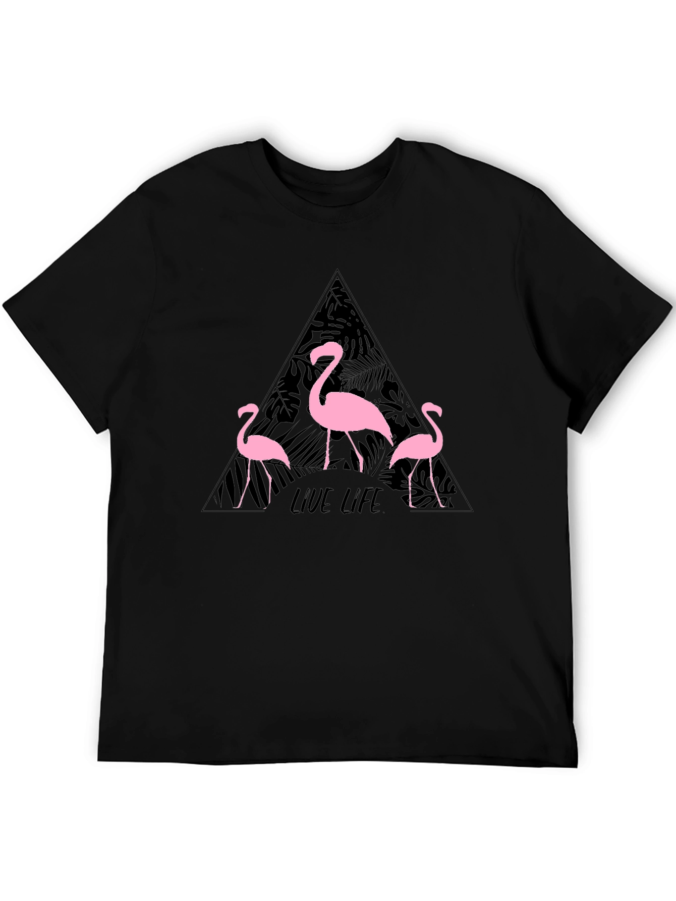 Black Flamingo Live Life Graphic Print Crew Neck T-Shirt view 5