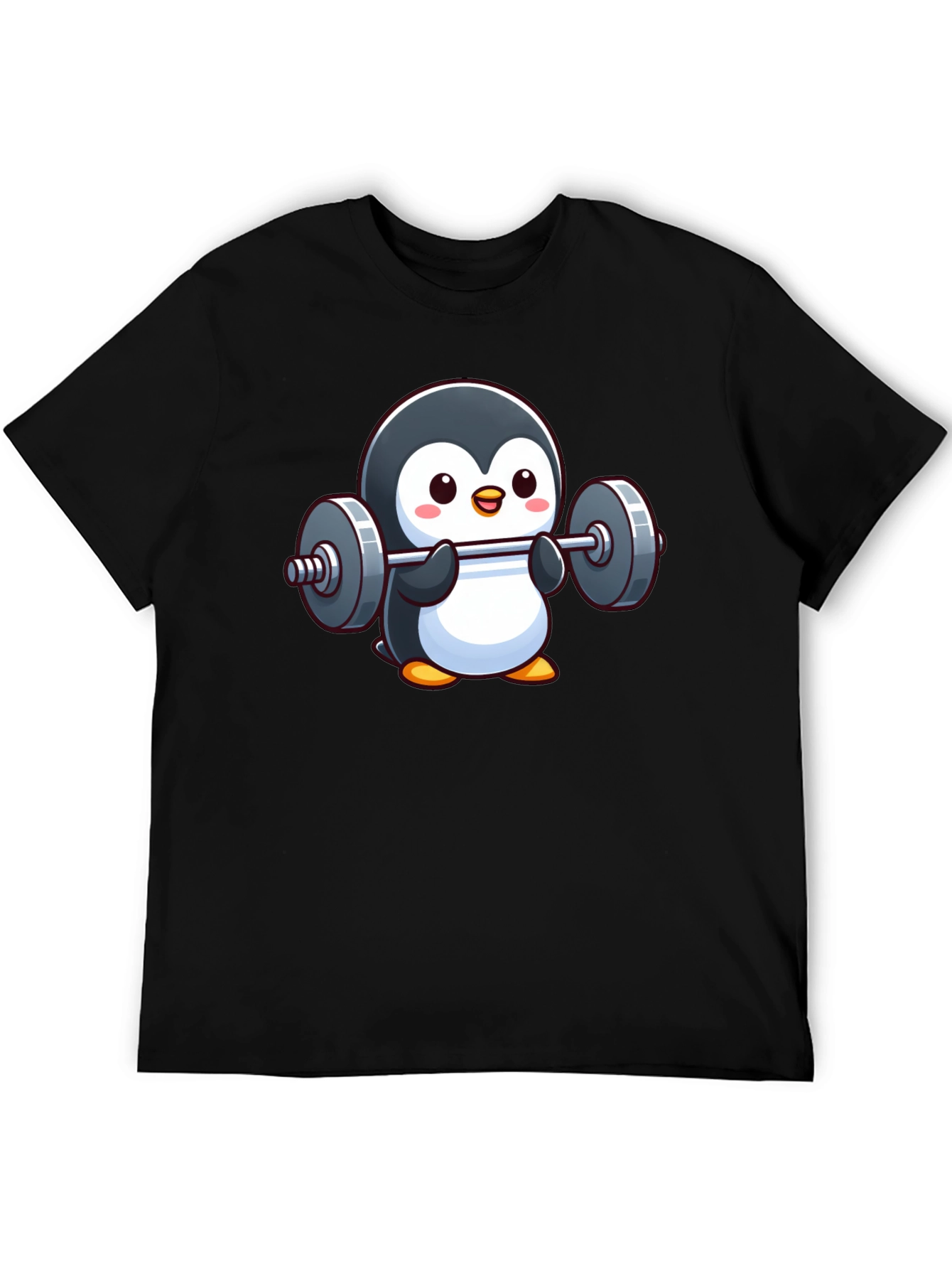 Black Penguin Powerlifter T-Shirt: Cute Workout Tee view 5