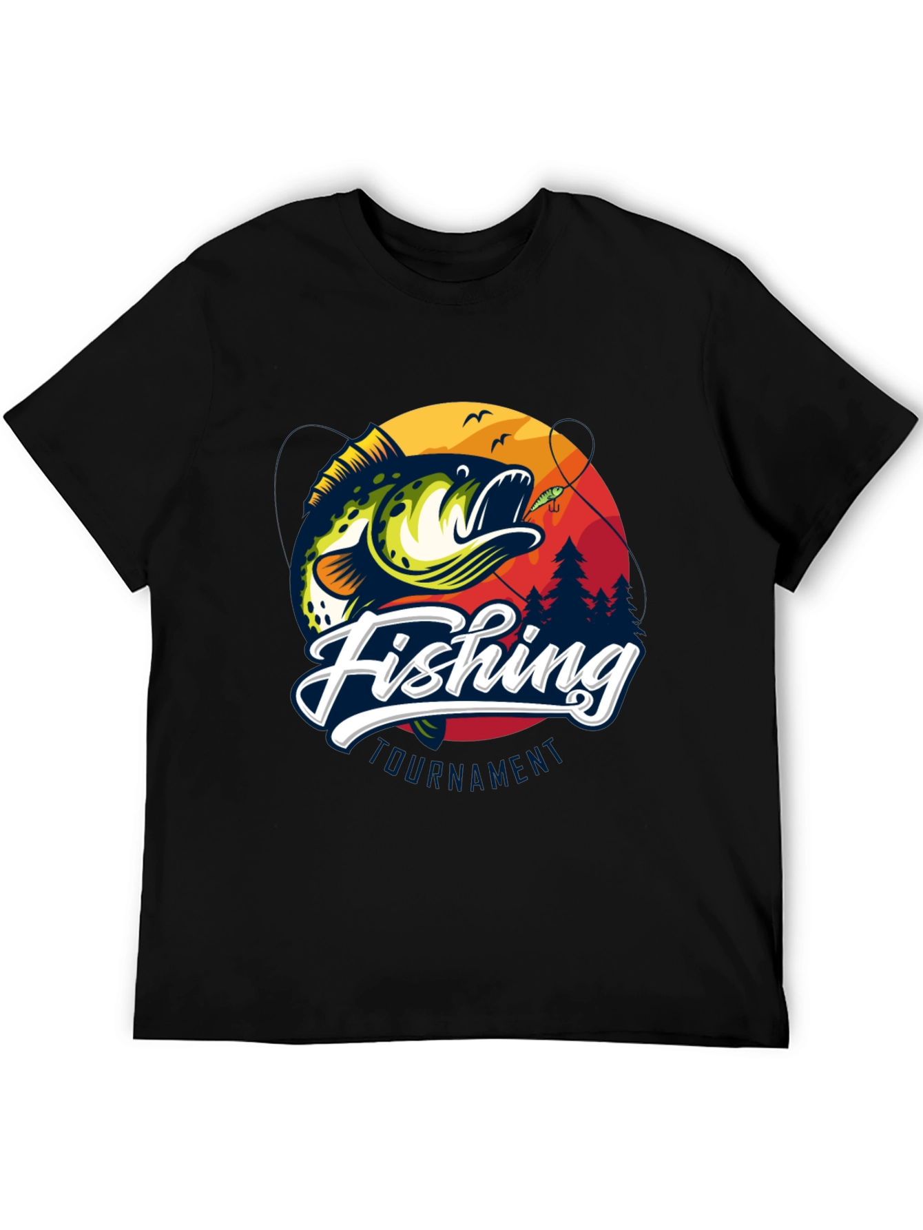 Black Fishing Tournament Black Graphic Tee view 5