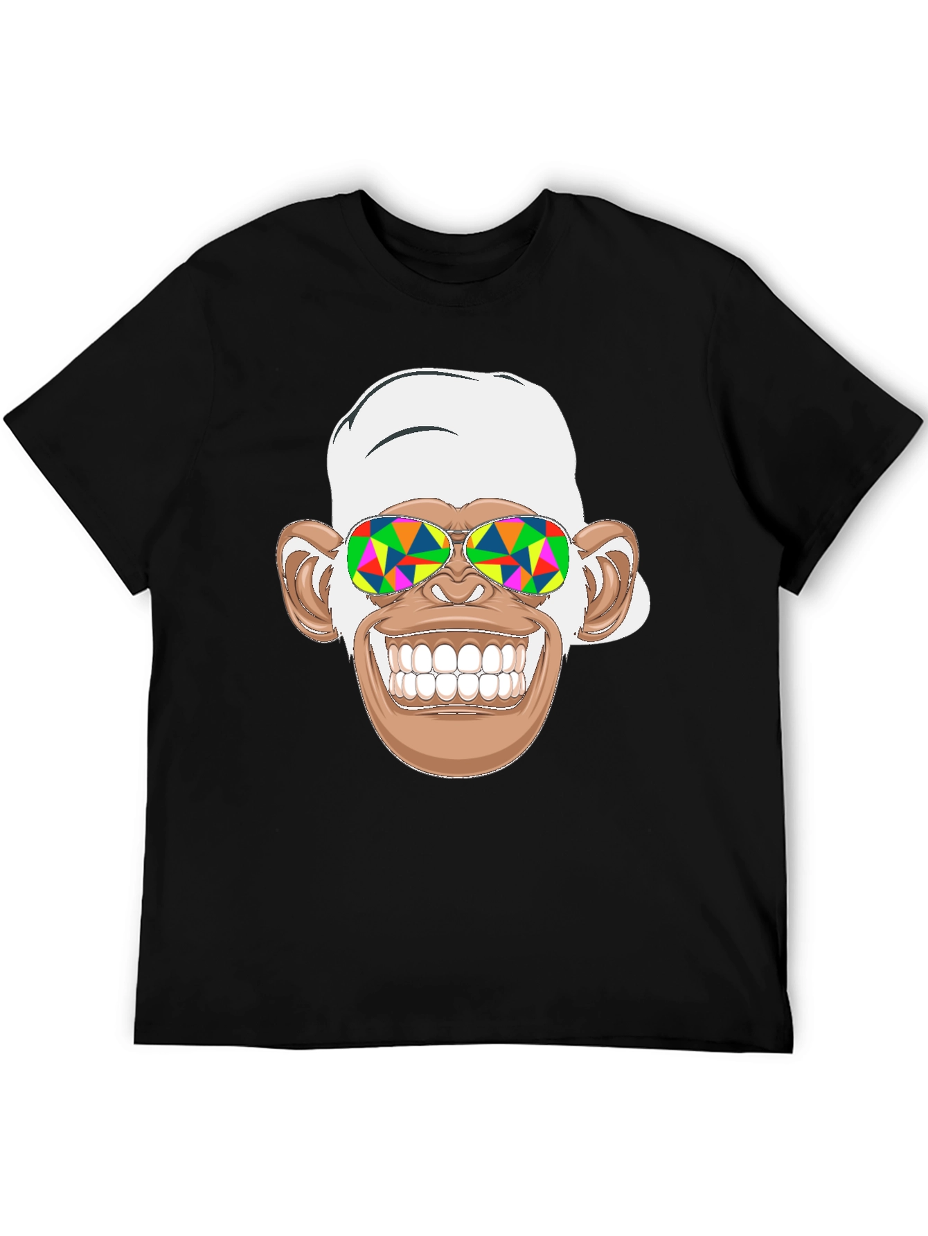 Black Funny Monkey Graphic Tee - Psychedelic Sunglasses Black T-Shirt view 5