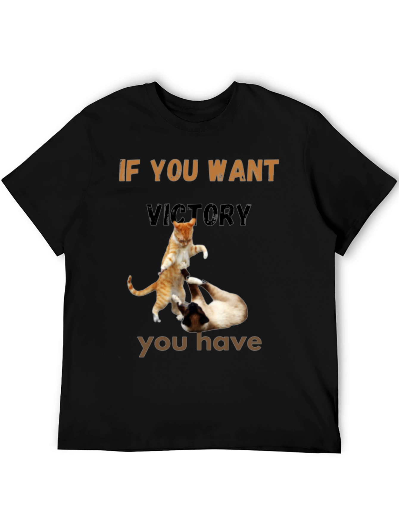 Black Fighting Cats T-Shirt - If You Want Victory view 5