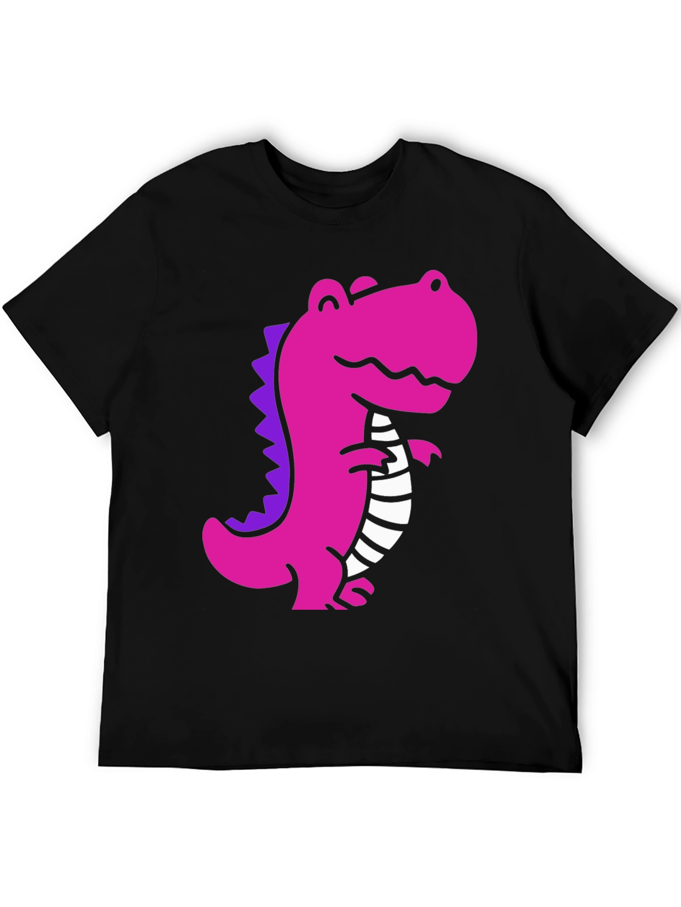 Black Pink Dino Graphic Tee - Casual Black T-Shirt view 5