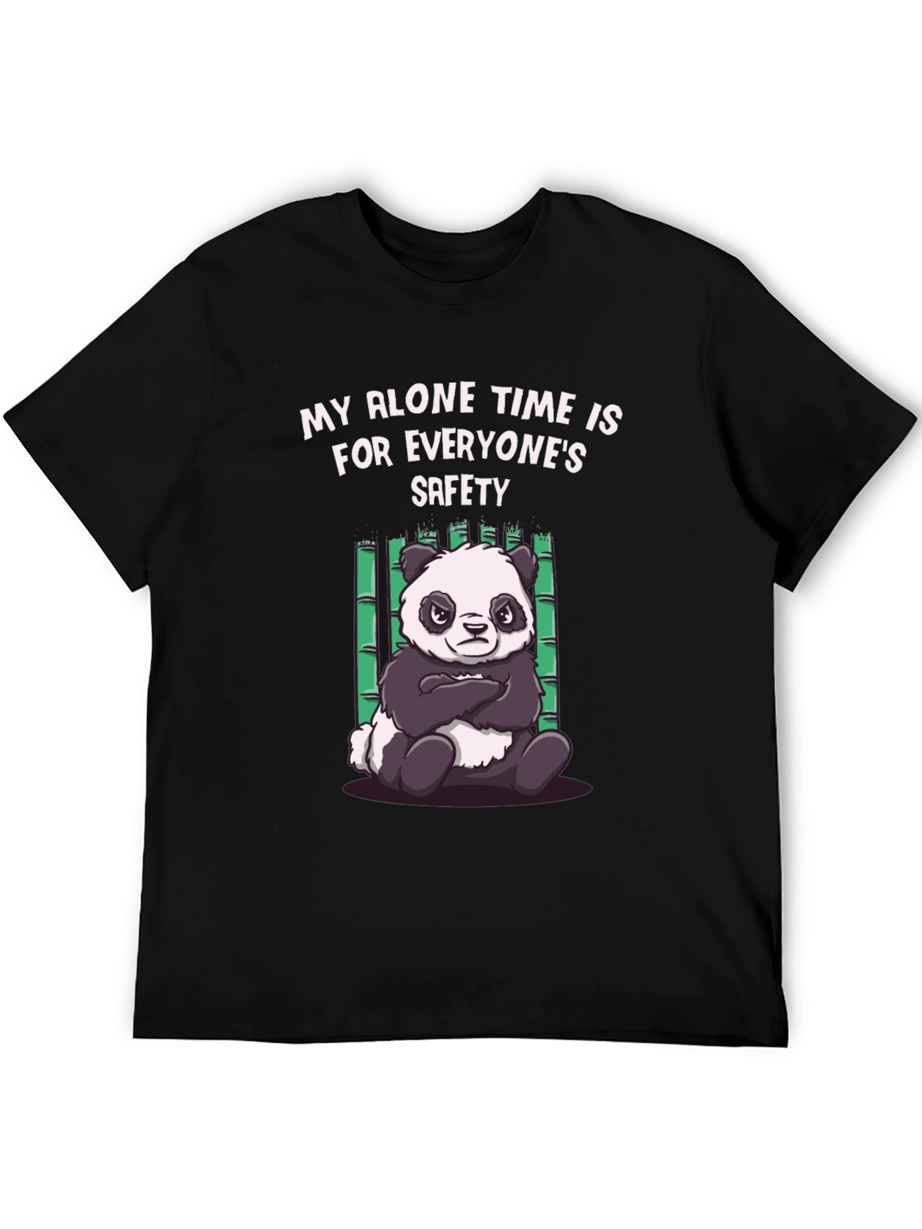 Black Funny Panda Alone Time T-Shirt view 5