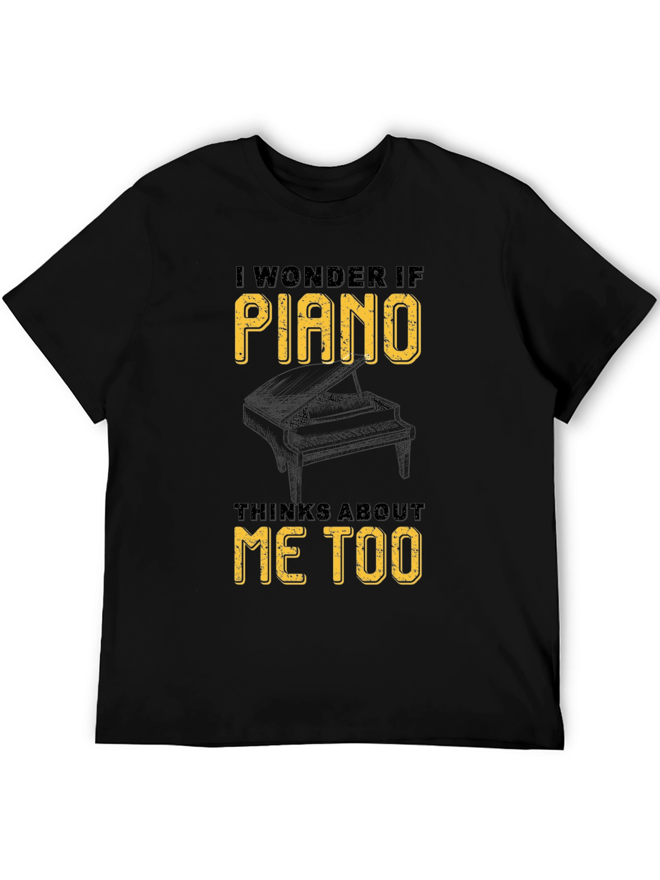 Black Piano Lover Graphic Tee - I Wonder If Piano Thinks About Me Too view 5