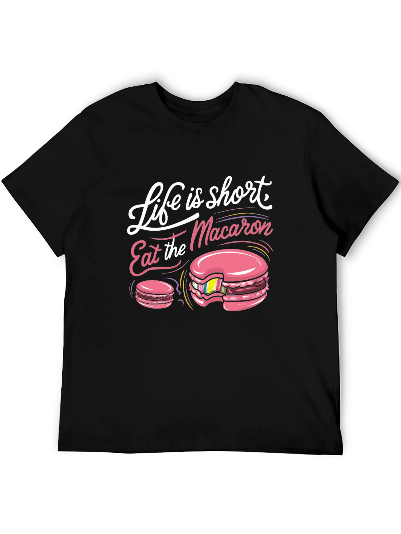Black Life is Short Eat Macaron T-Shirt view 5
