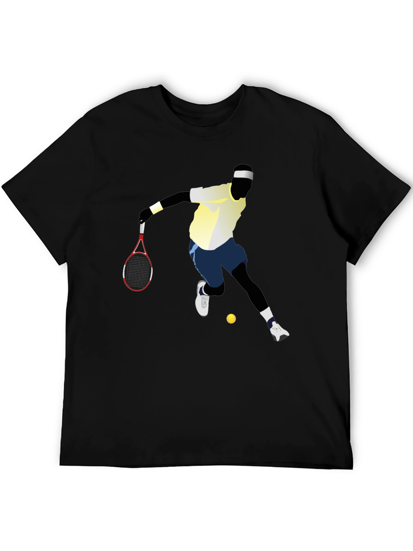 Black Tennis Player Graphic Tee - Black Cotton T-Shirt view 5