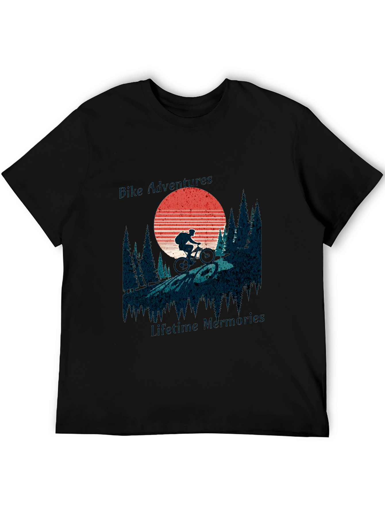 Black Bike Adventure Tee: Retro Mountain Biking Shirt view 5