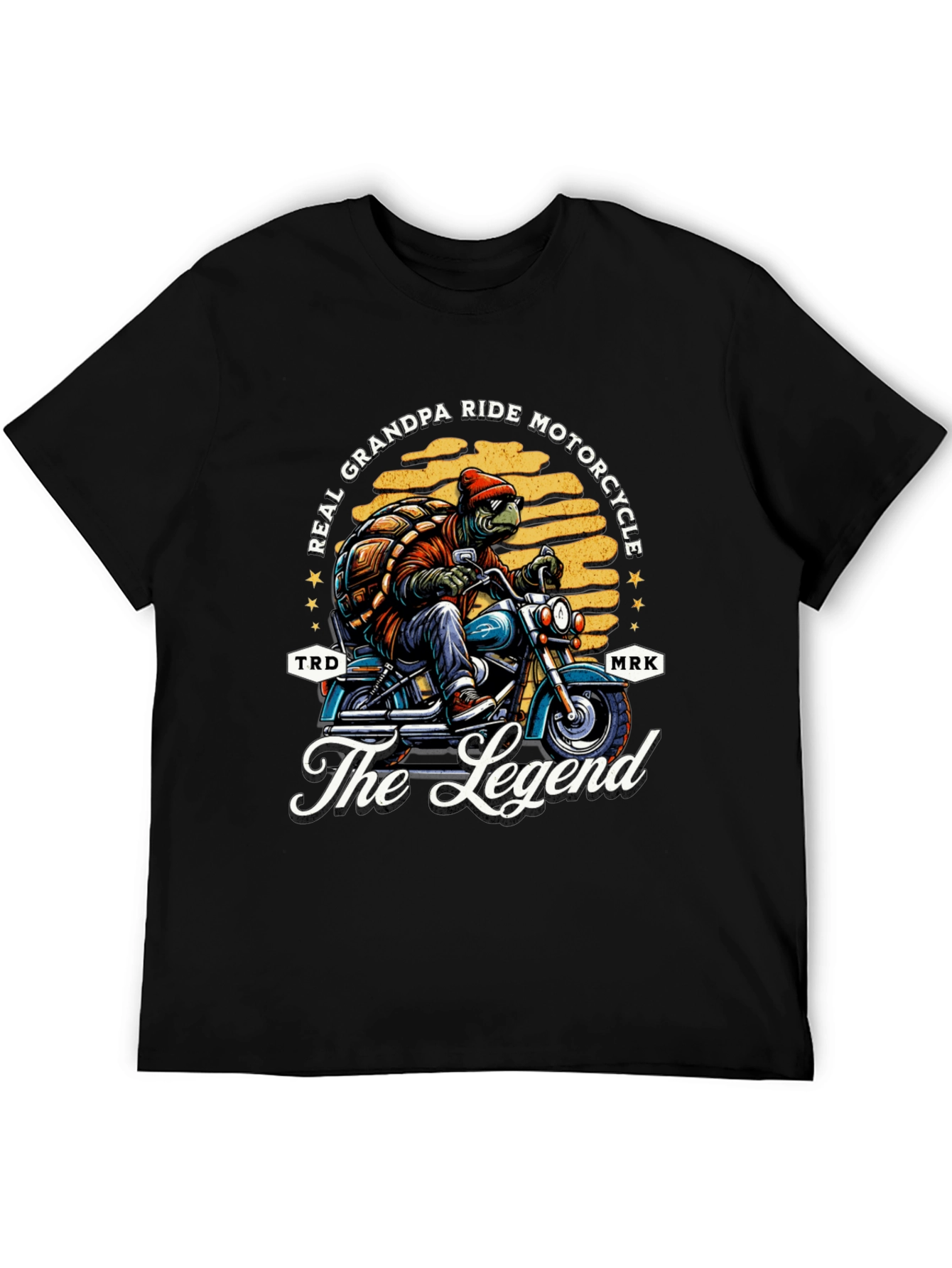 Black Grandpa Turtle Motorcycle T-Shirt - Ride Like a Legend view 5