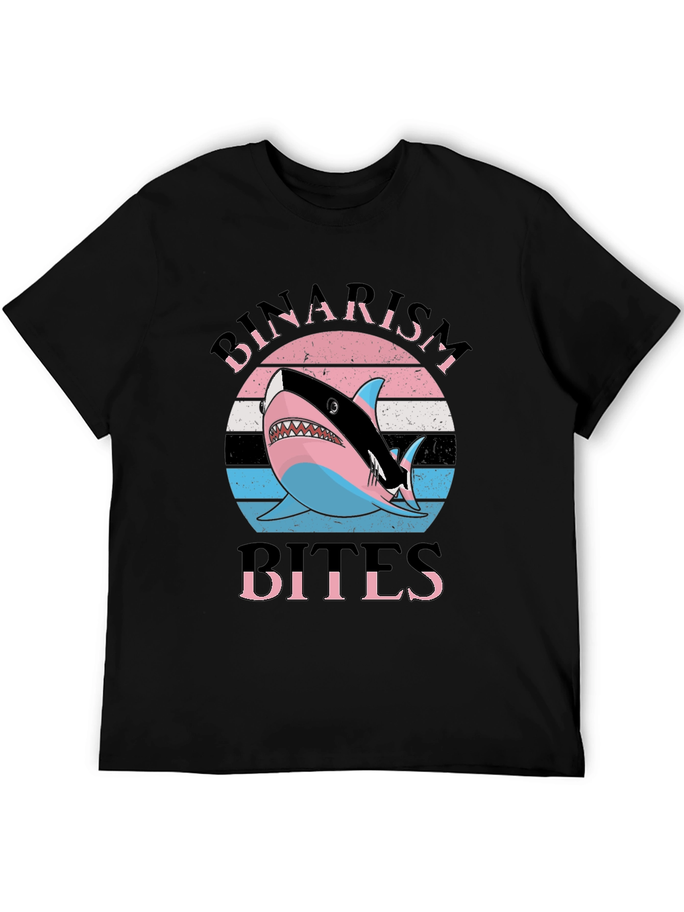 Black Binairism Bites Shark Graphic Tee view 5