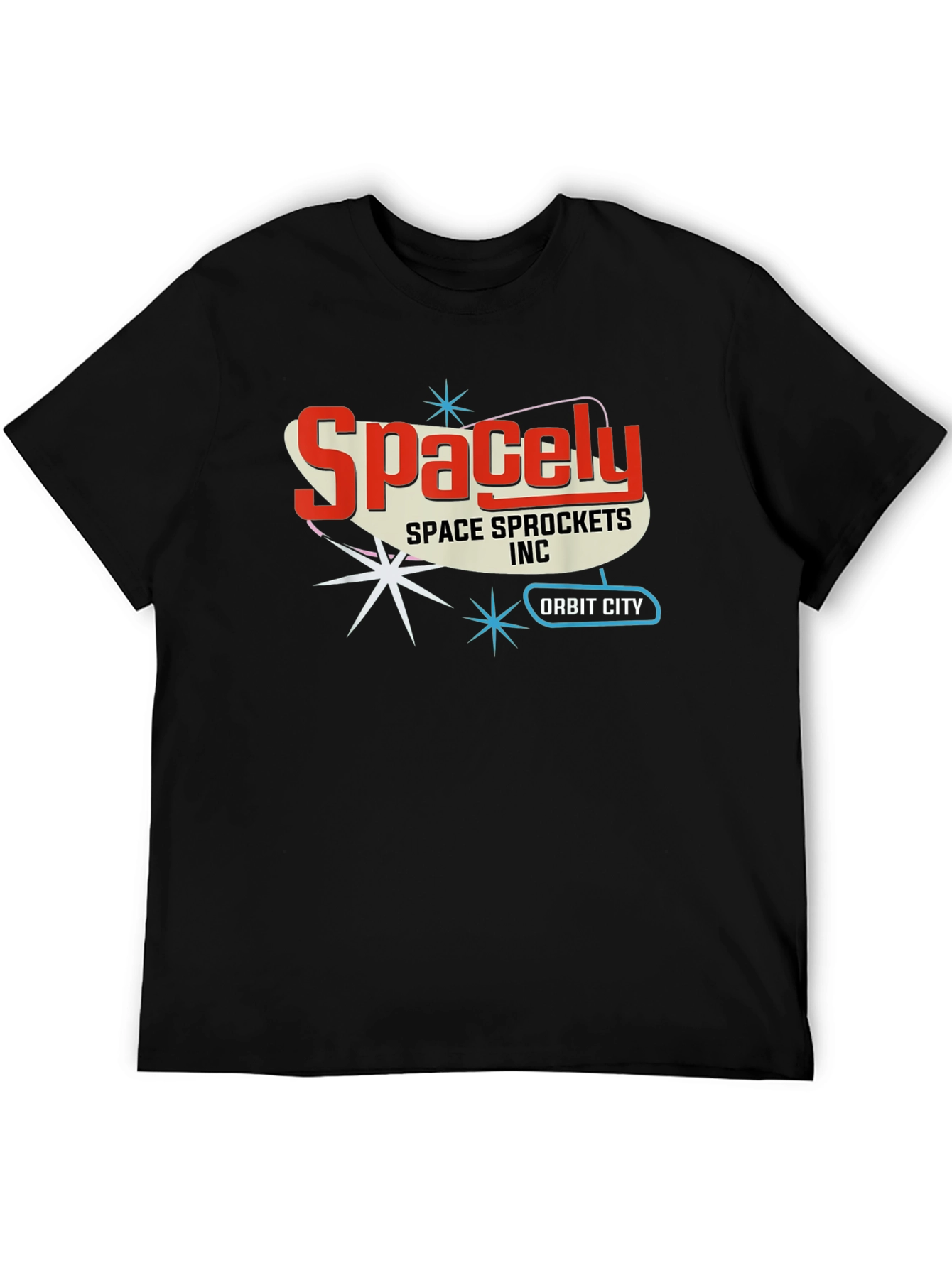 Black Spacely Sprockets T-Shirt - Retro Space Age Style view 5