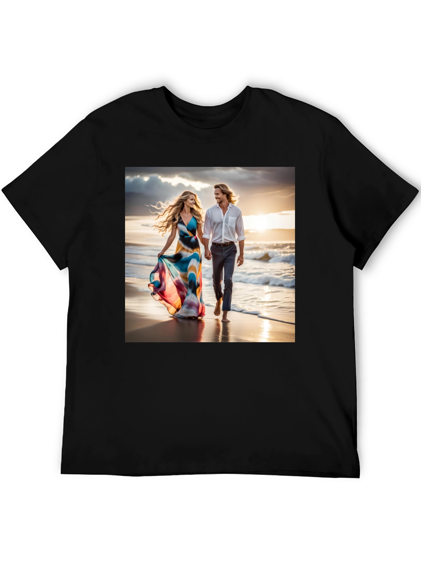 Black Romantic Beach Walk T-Shirt view 5