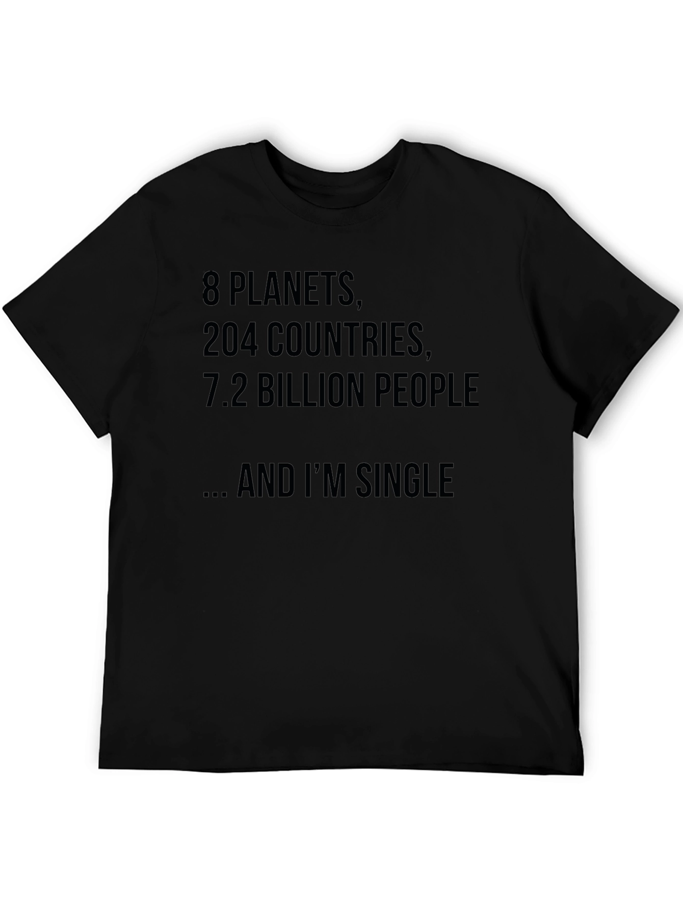 Black Funny Single T-Shirt - 8 Planets, 204 Countries view 5