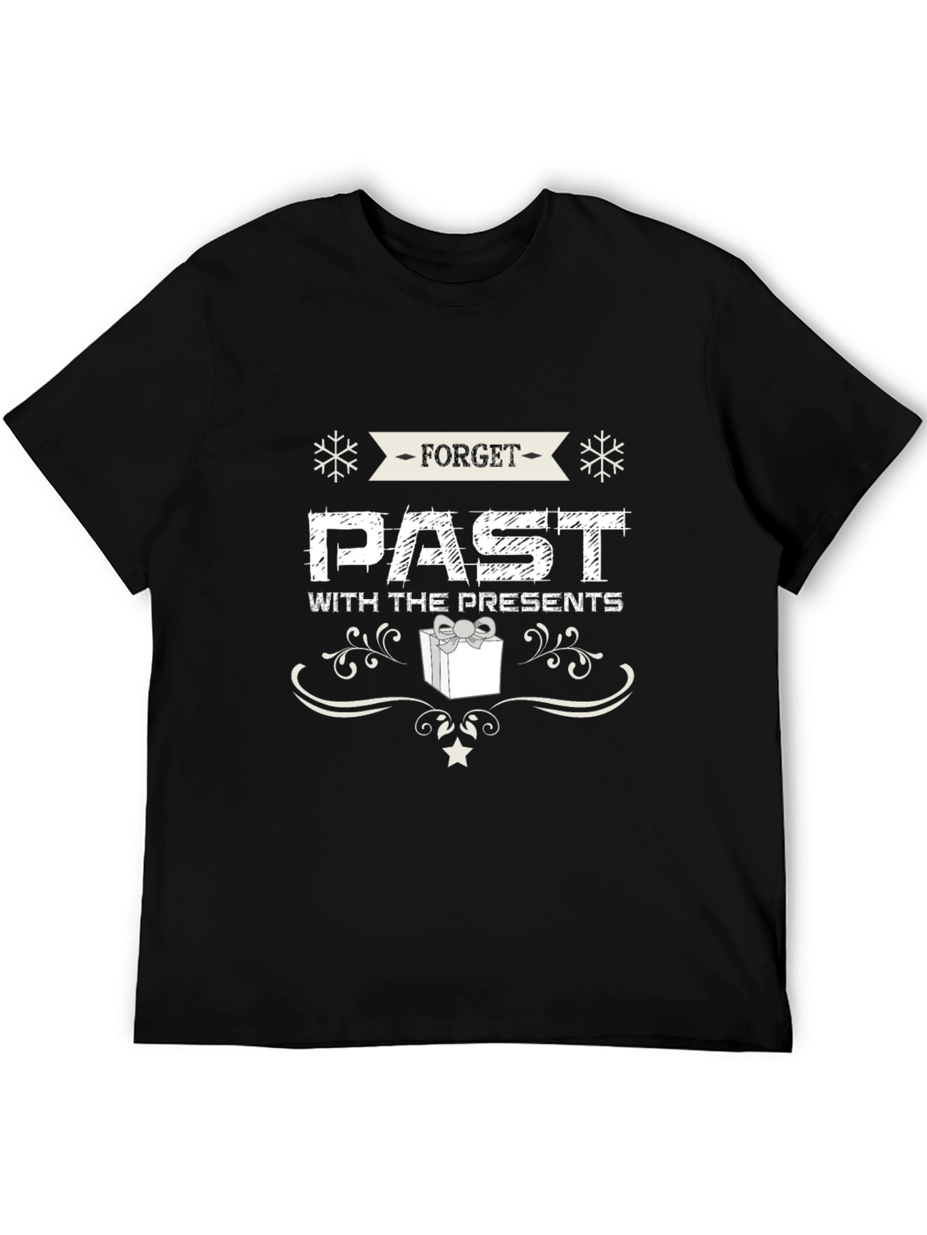 Black Forget Past With Presents Black Holiday T-Shirt view 5