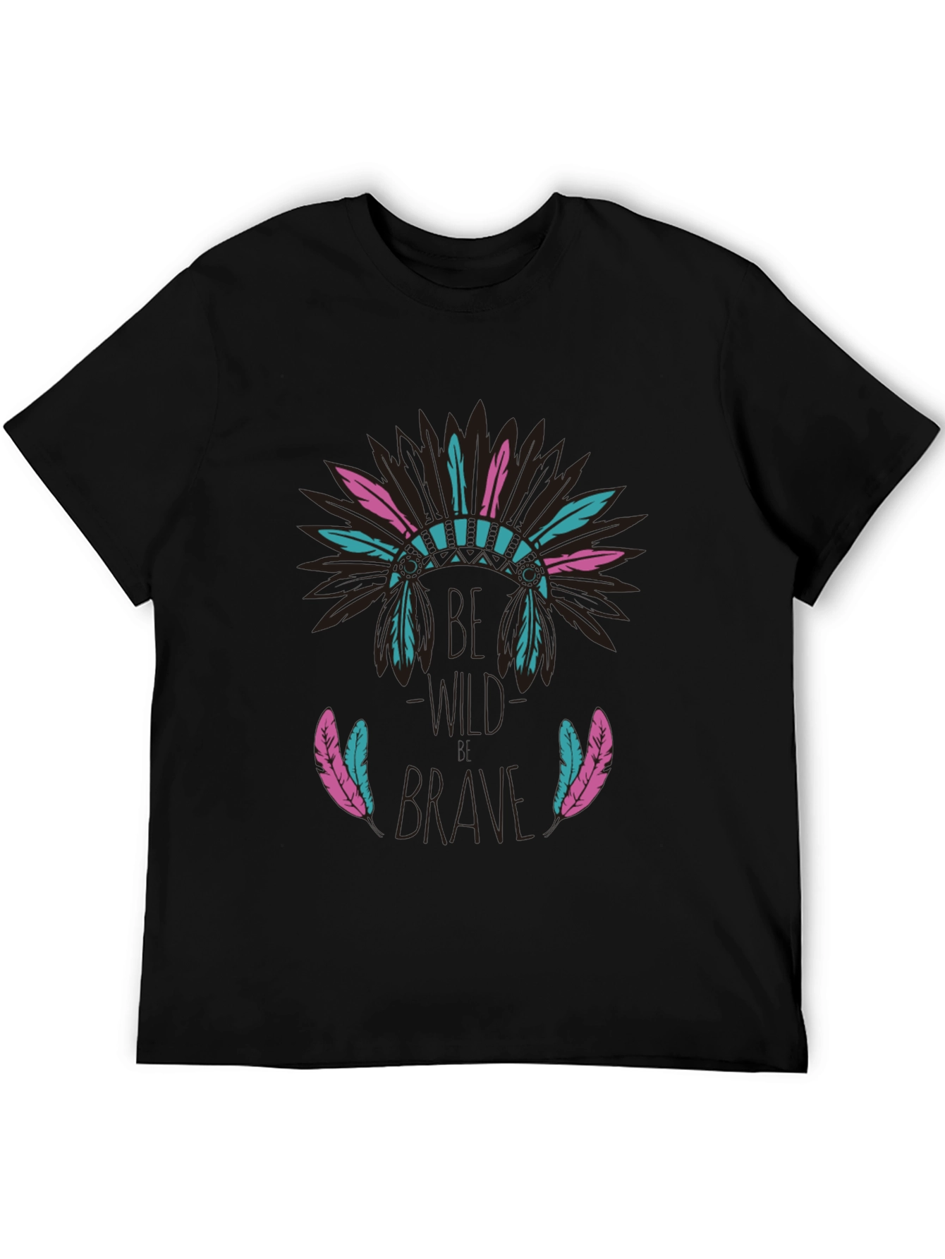 Black Be Brave Feather Headdress Graphic T-Shirt view 5