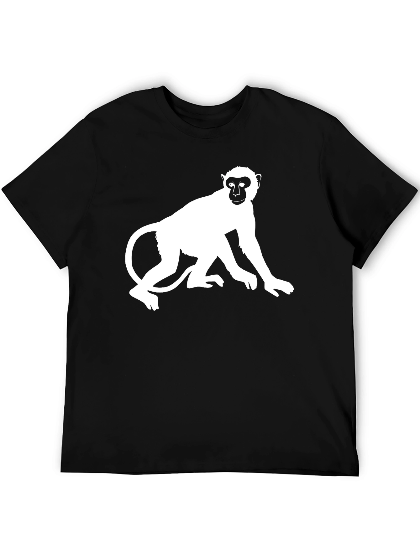 Black Monkey Graphic Black T-Shirt - Classic Crew Neck Tee view 5