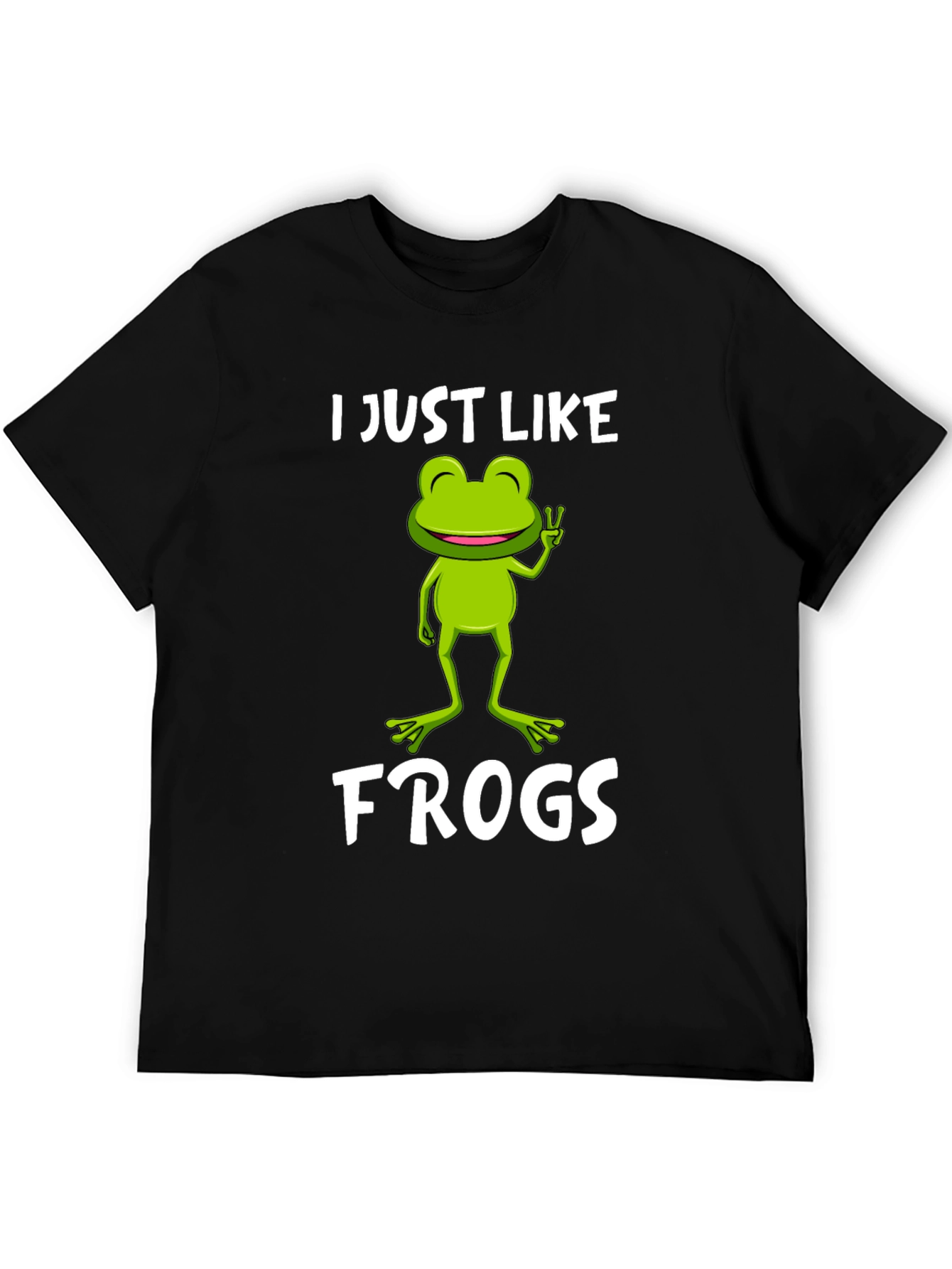 Black Funny Frog Lover T-Shirt - I Just Like Frogs Tee view 5