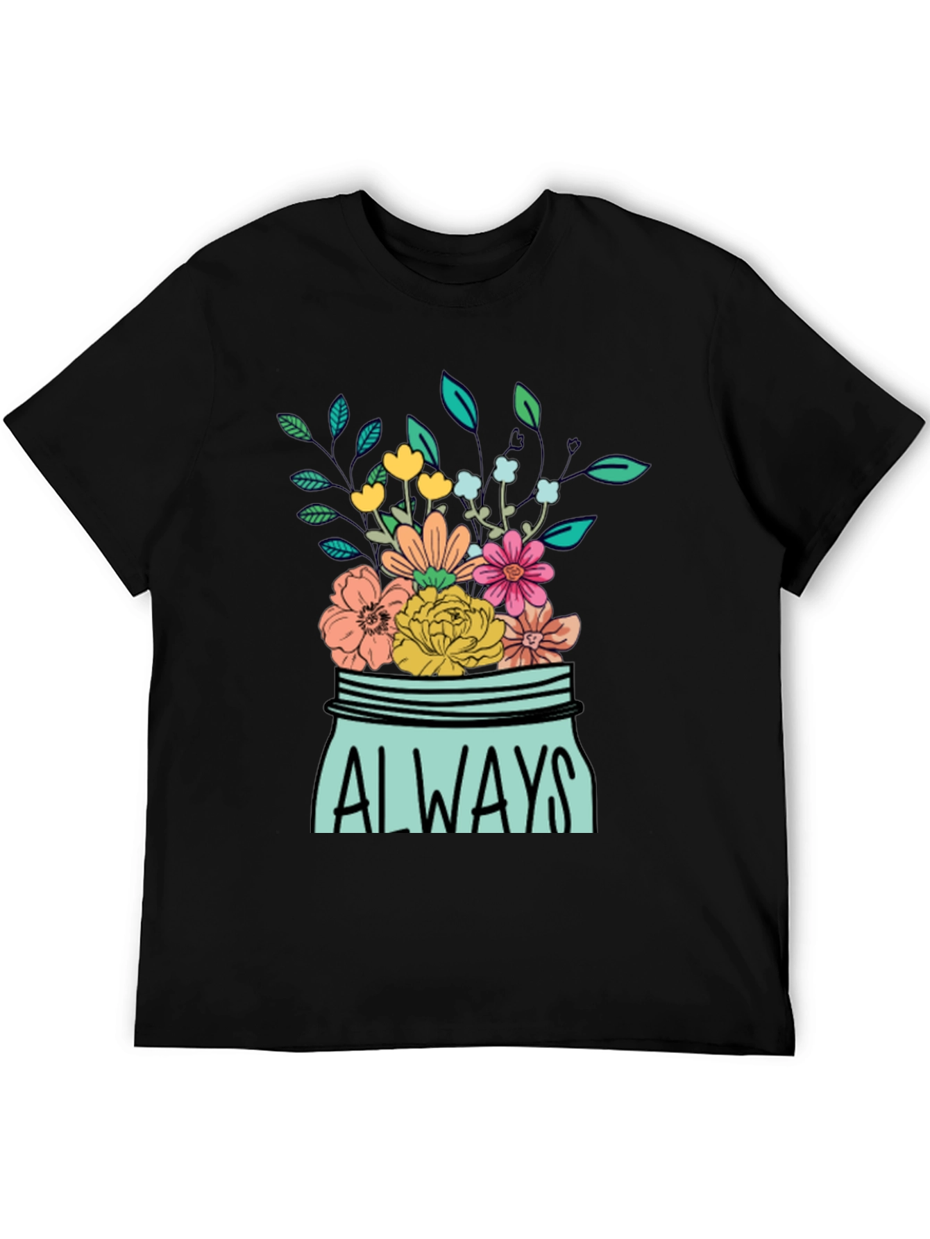 Black Always Floral Jar Graphic T-Shirt view 5